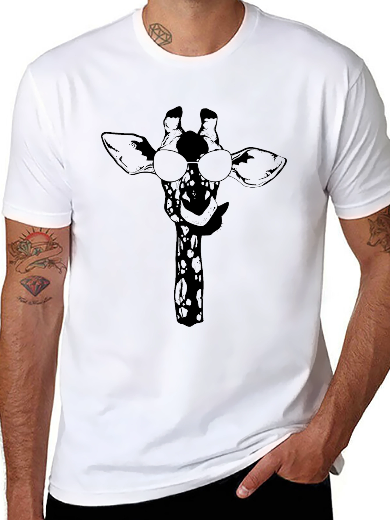 Cool Giraffe Black T-Shirt