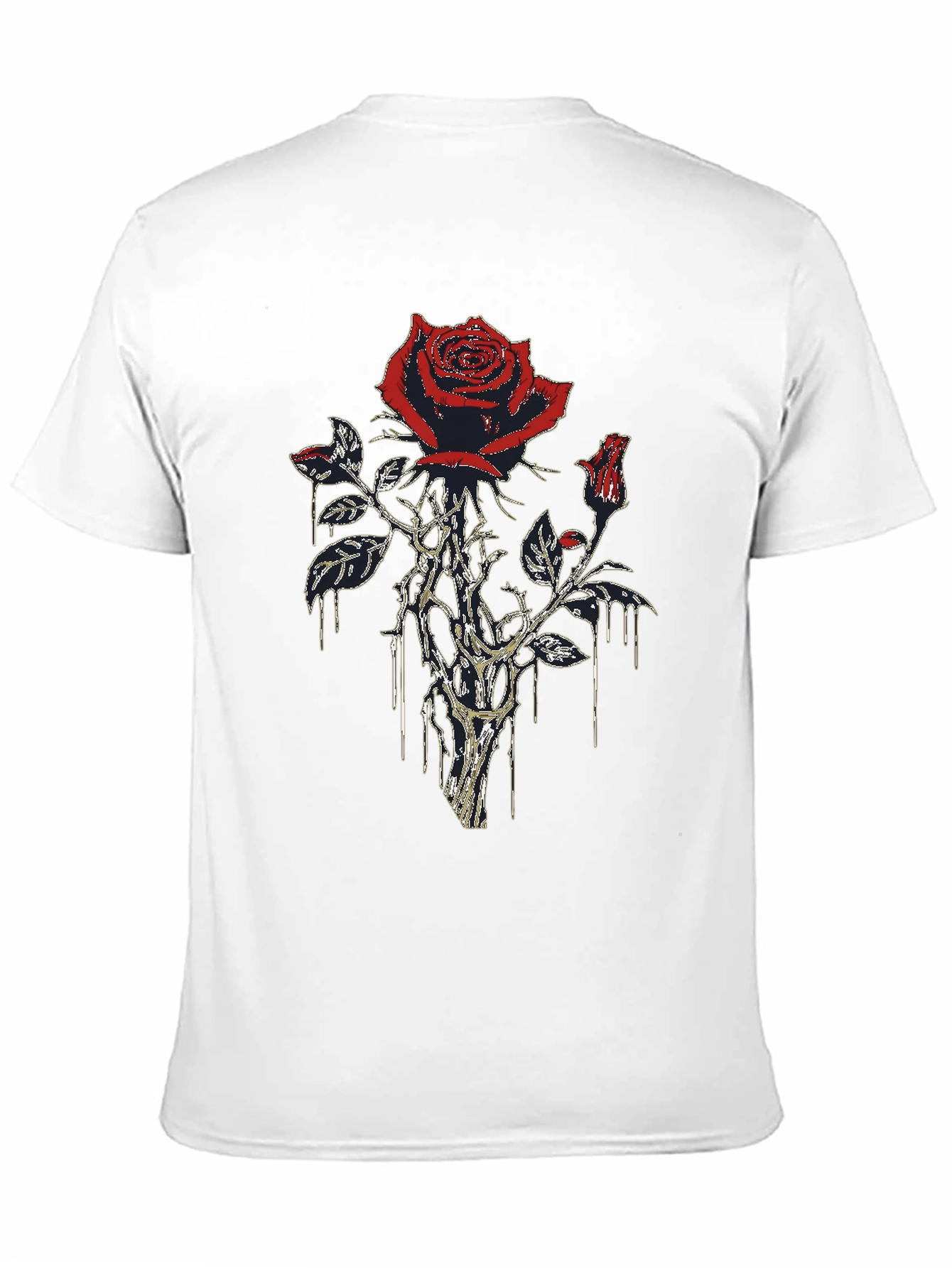Rose Graphic Print Mens Black T-Shirt