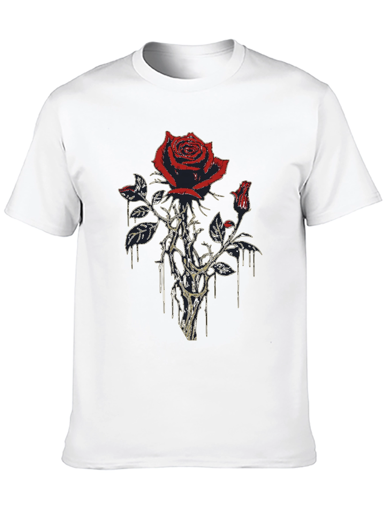 Rose Graphic Print Mens Black T-Shirt