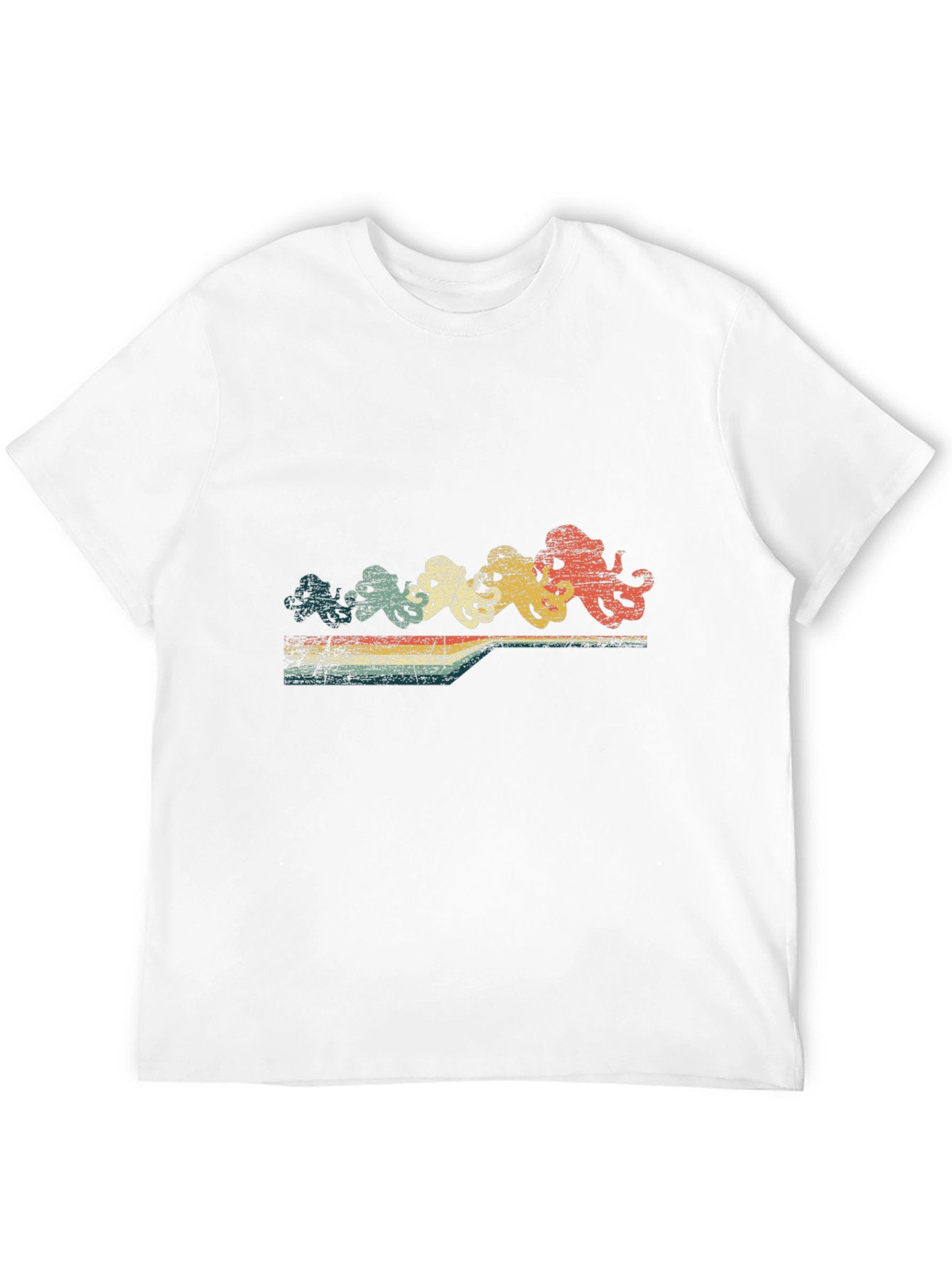 Retro Octopus Row T-Shirt - Black