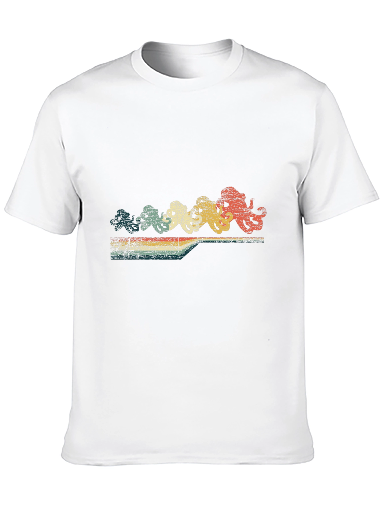 Retro Octopus Row T-Shirt - Black