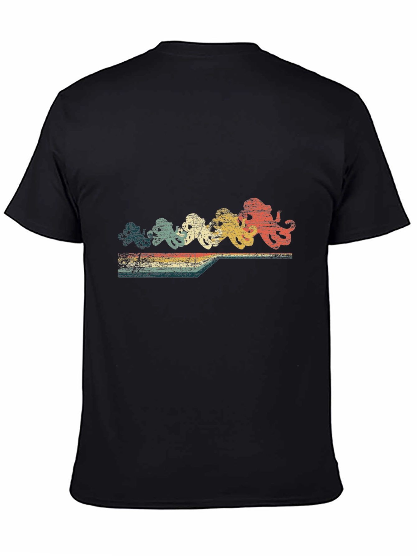 Retro Octopus Row T-Shirt - Black