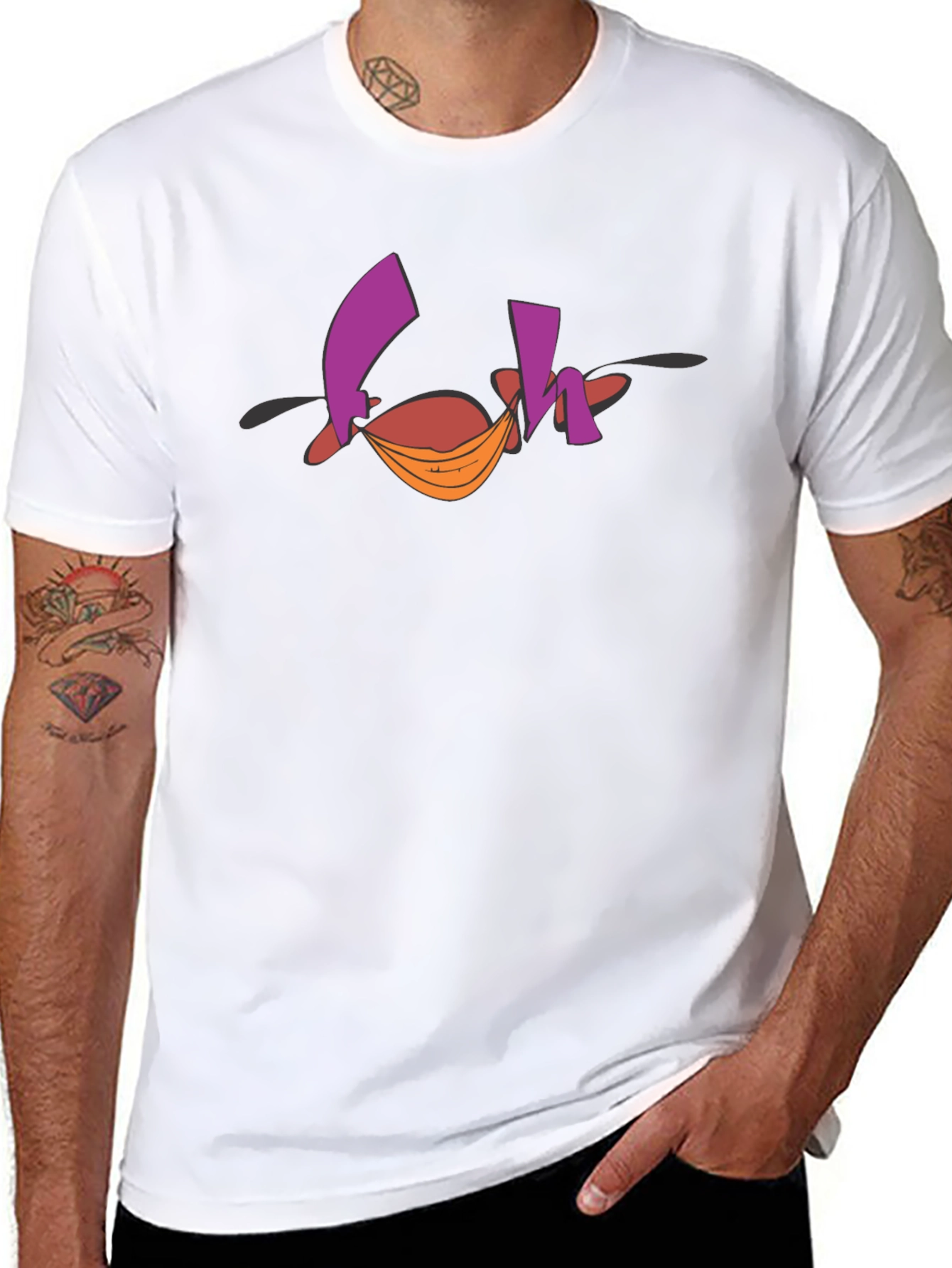 Funky Graphic Tee - Abstract Design Black