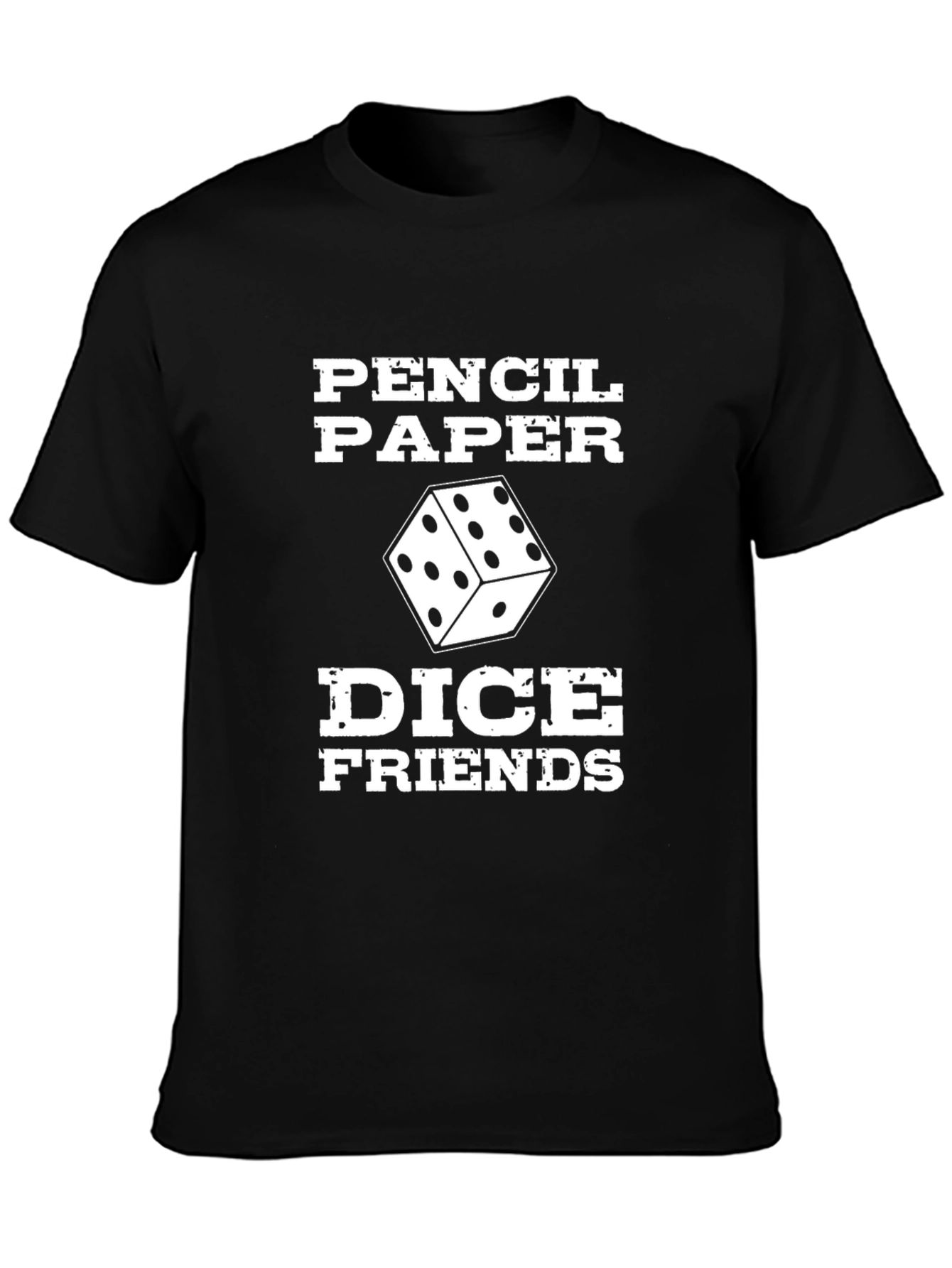 Pencil Paper Dice Friends Black T-Shirt