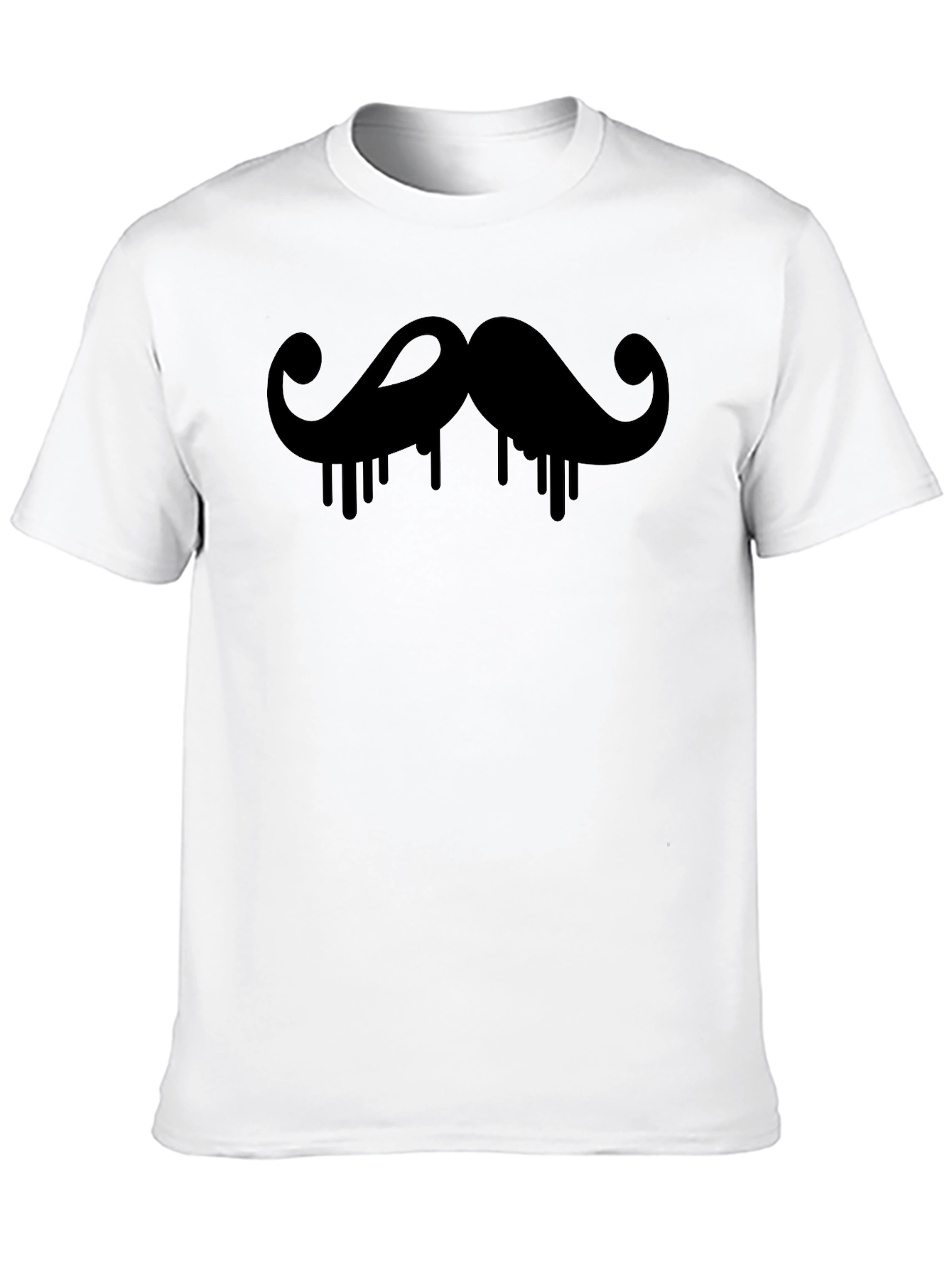 Mens Black Mustache Drip Graphic T-Shirt