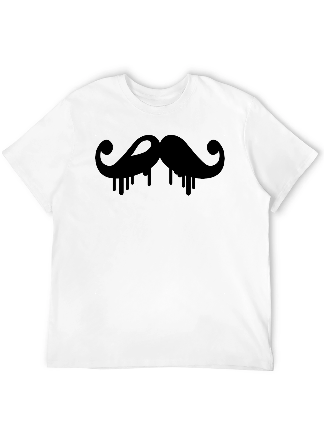 Mens Black Mustache Drip Graphic T-Shirt