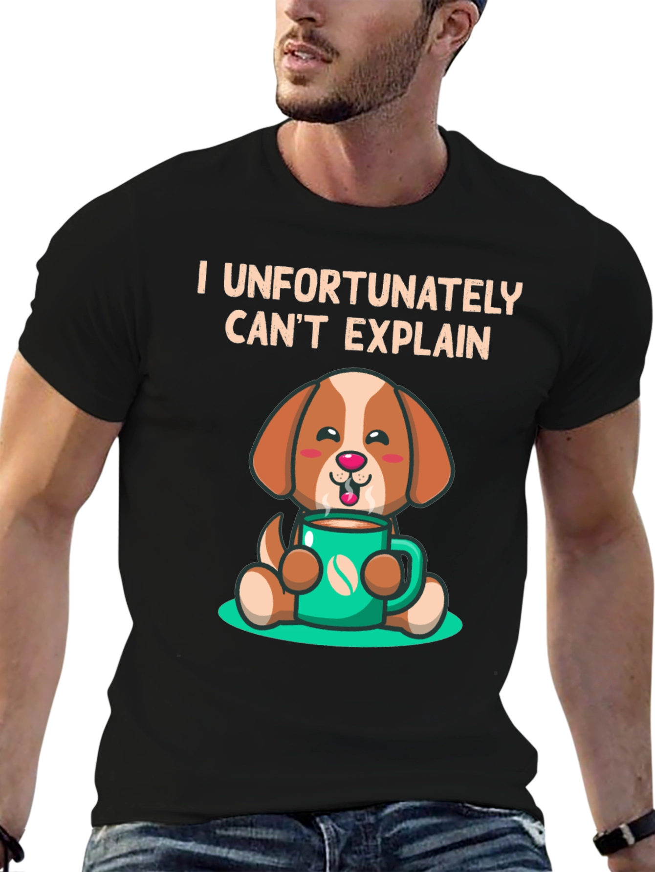 Funny Dog & Coffee T-Shirt - I Cant Explain