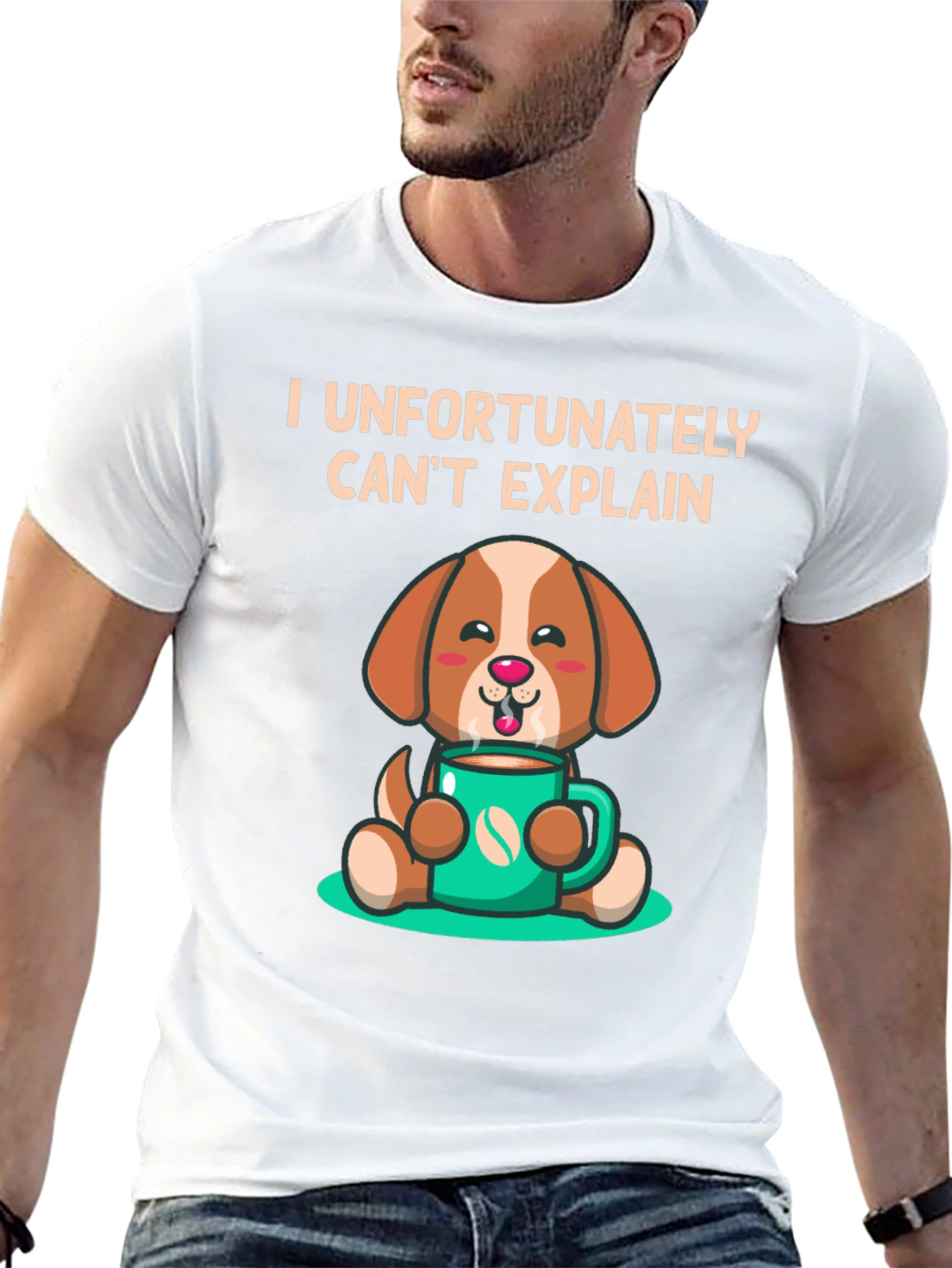 Funny Dog & Coffee T-Shirt - I Cant Explain