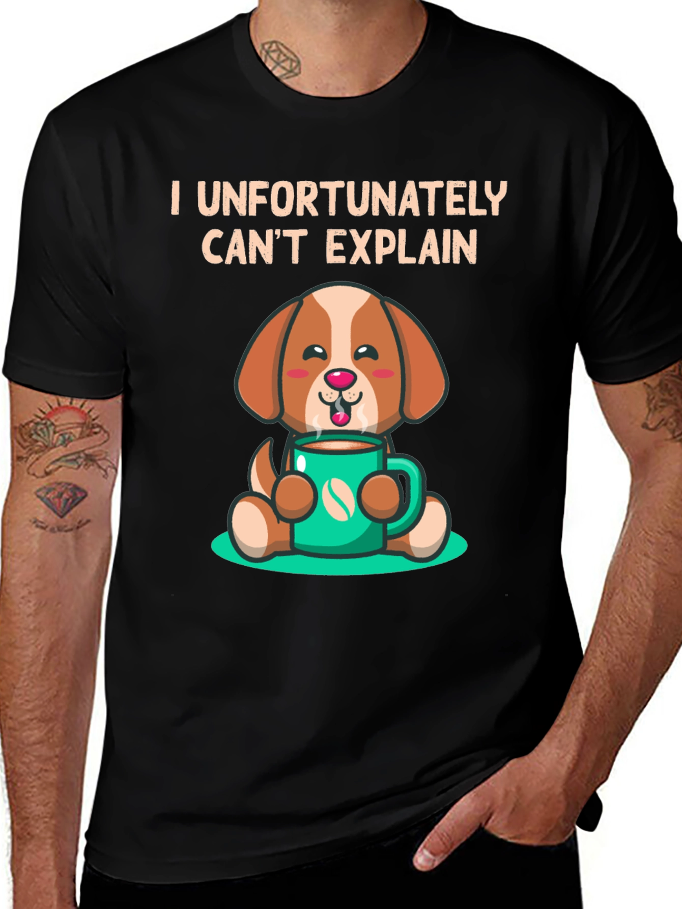 Funny Dog & Coffee T-Shirt - I Cant Explain