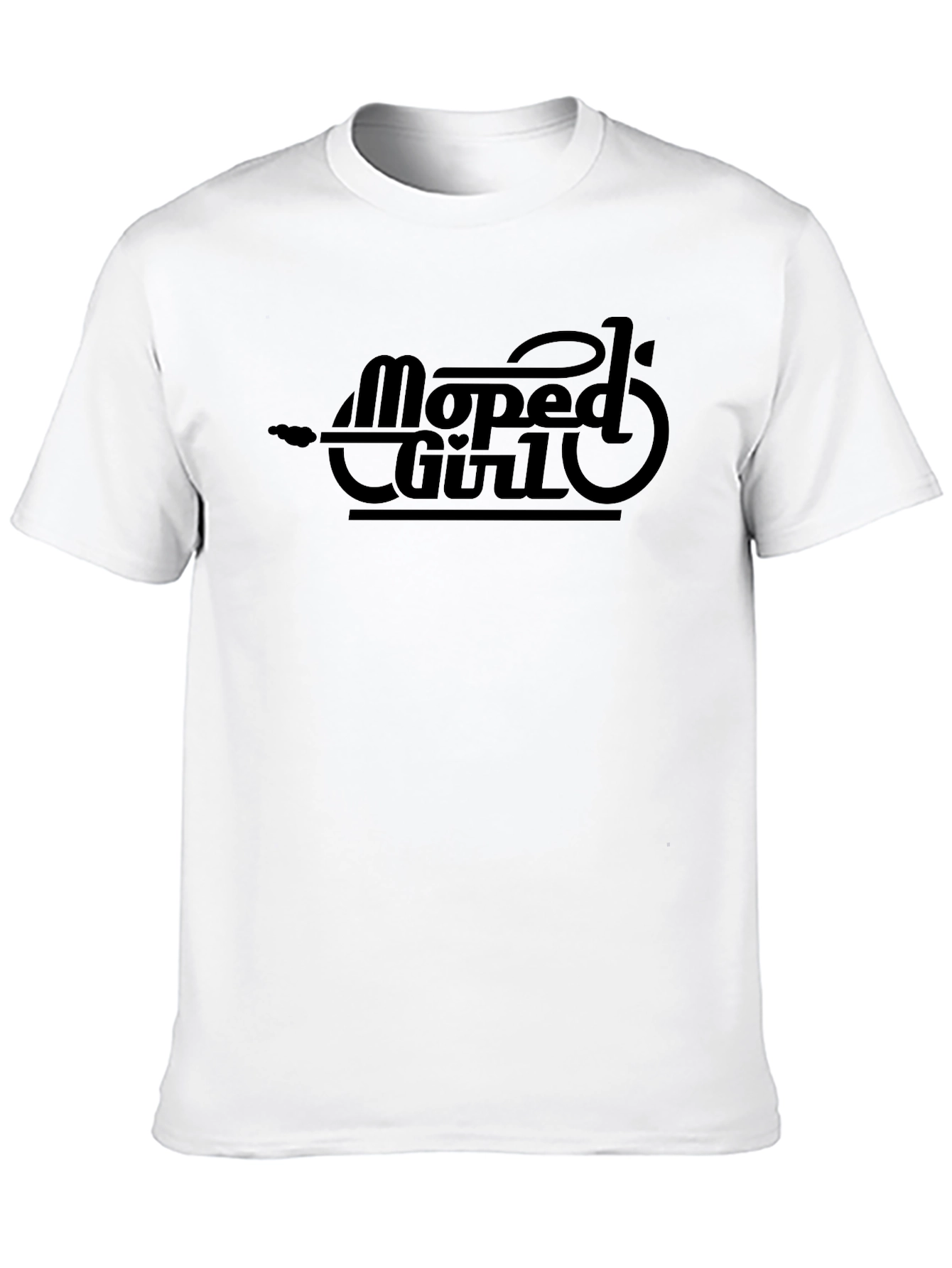 Moped Girl Graphic Tee - Sleek Black Cotton T-Shirt