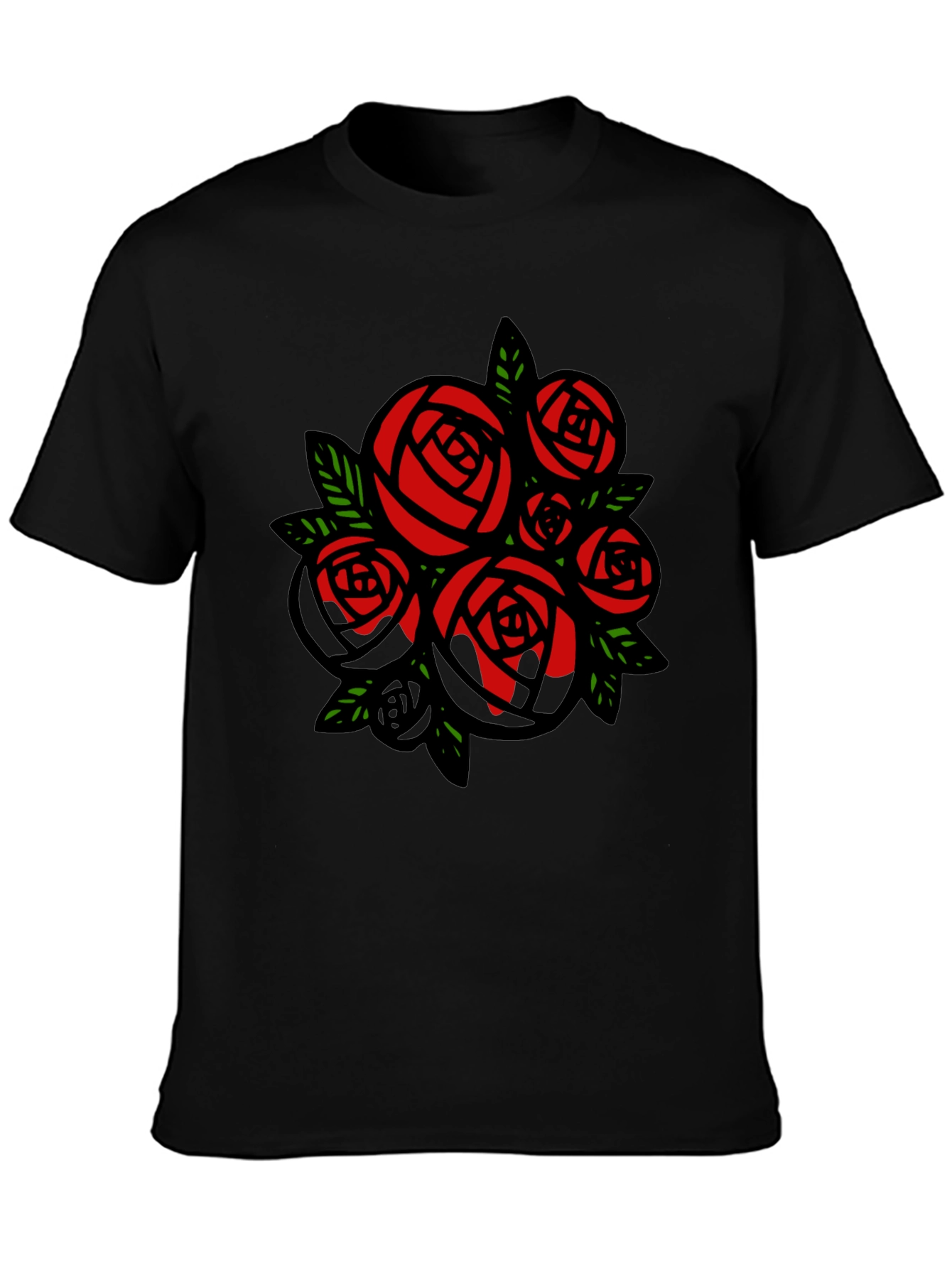 Rose Bouquet Graphic Tee - Black