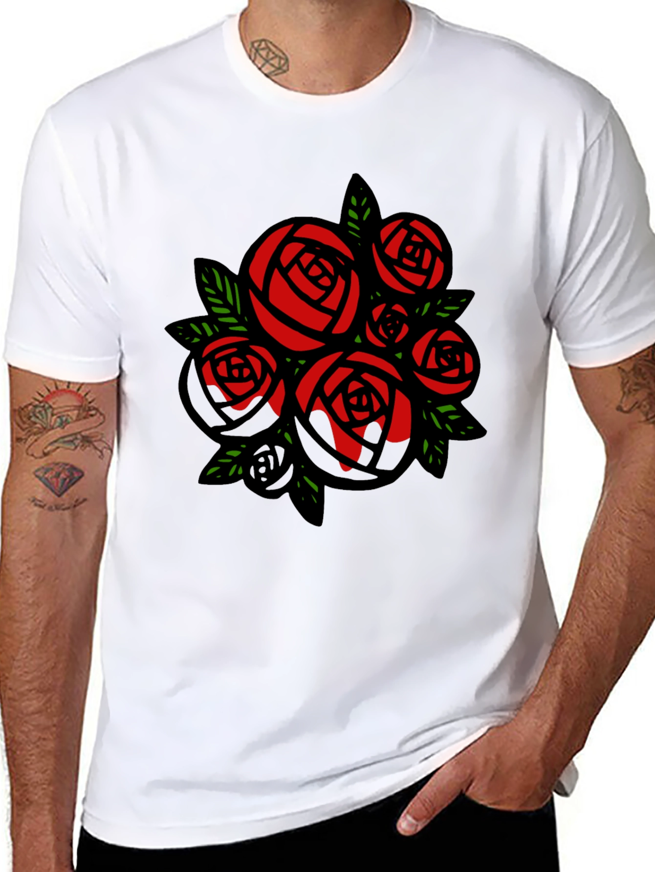 Rose Bouquet Graphic Tee - Black