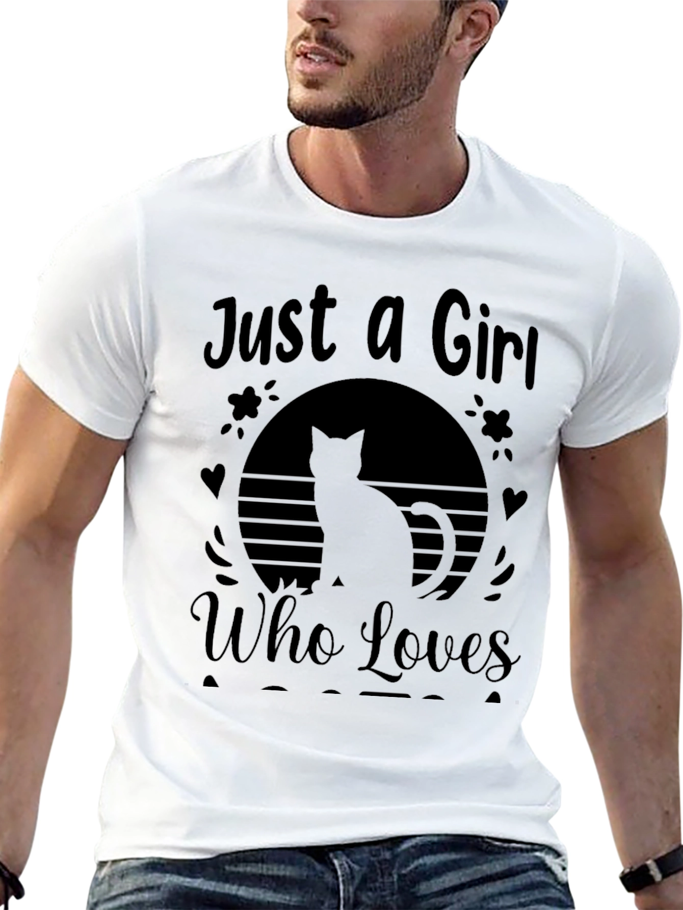 Just a Girl Who Loves Cats Black T-Shirt