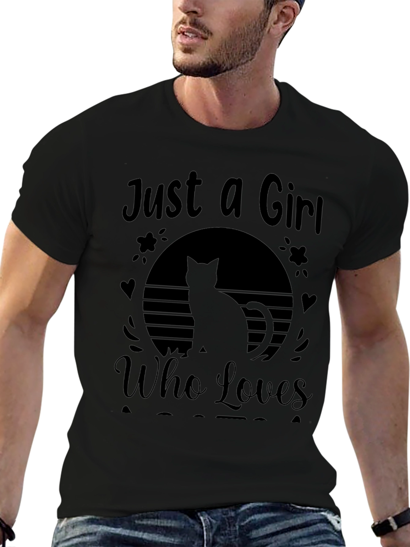 Just a Girl Who Loves Cats Black T-Shirt