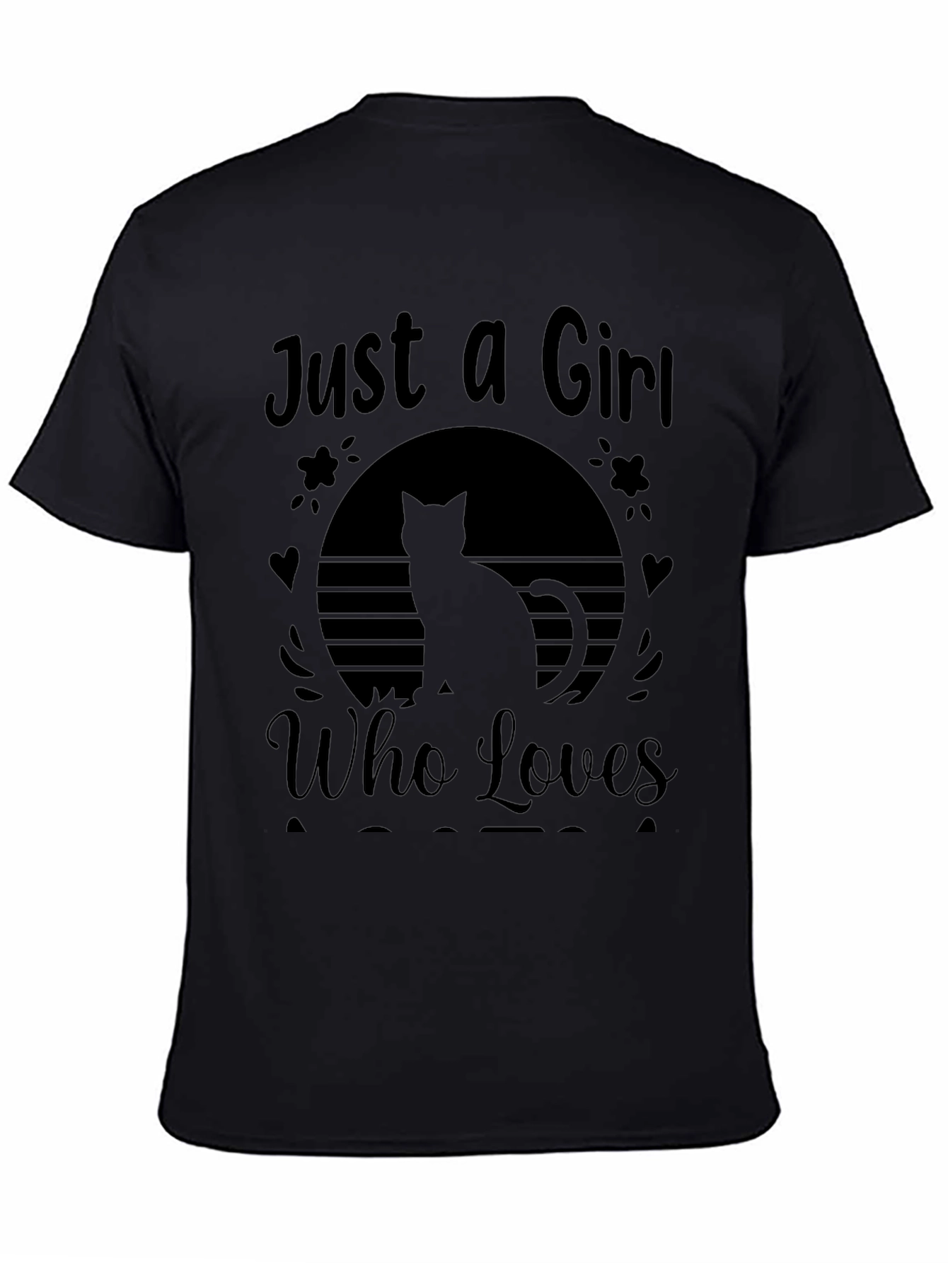 Just a Girl Who Loves Cats Black T-Shirt