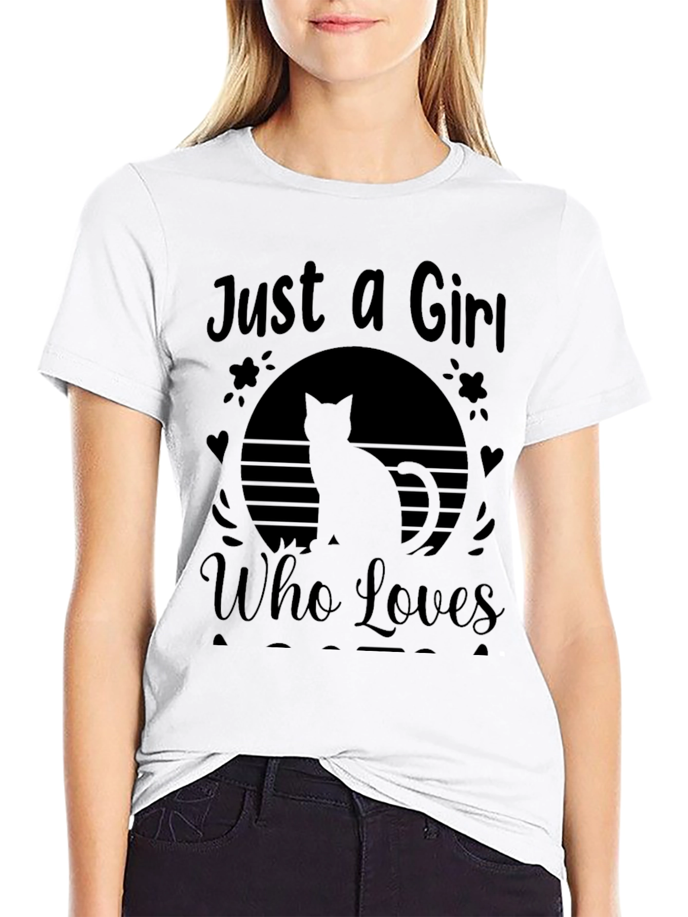 Just a Girl Who Loves Cats Black T-Shirt