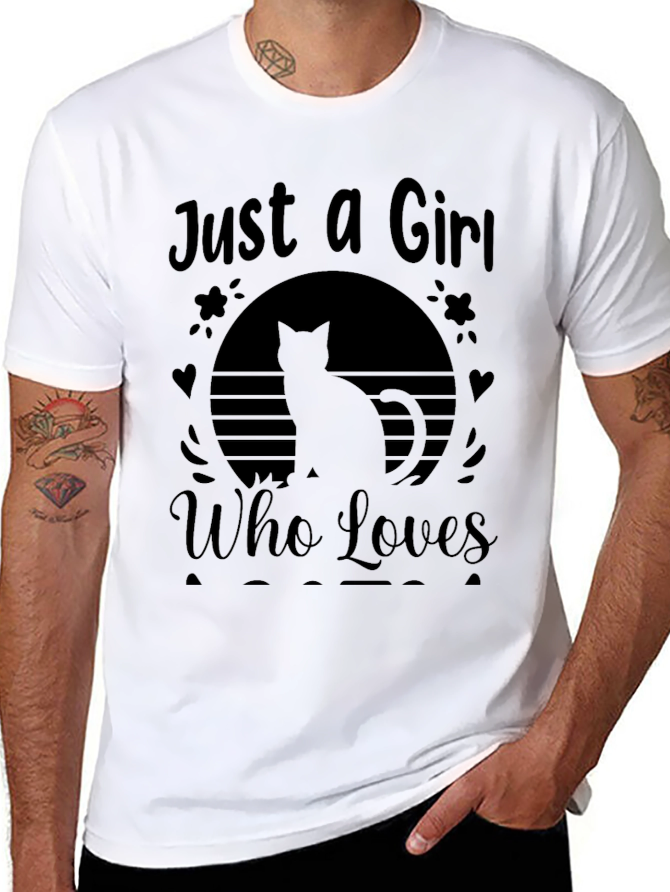 Just a Girl Who Loves Cats Black T-Shirt