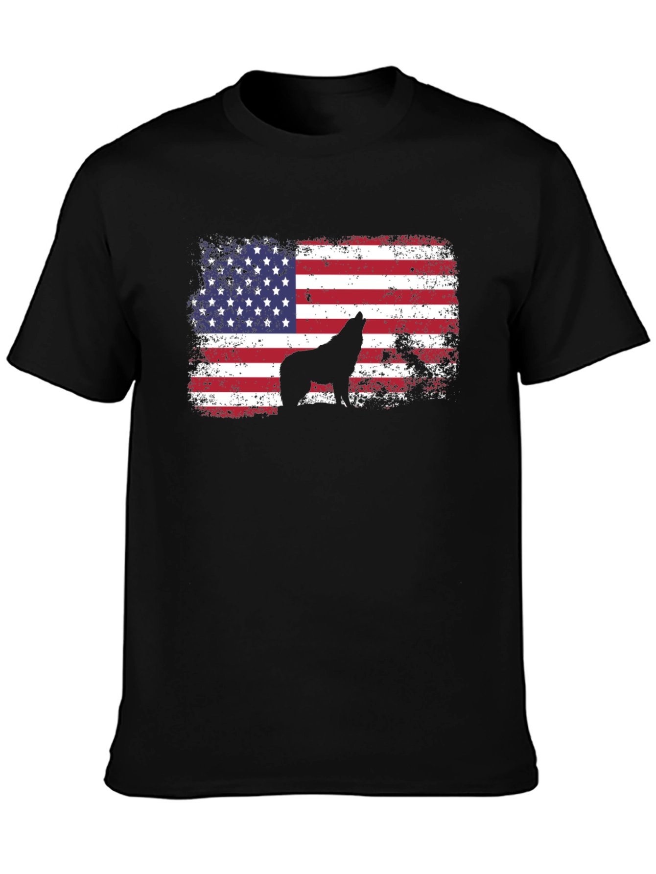 USA Flag Wolf Graphic Tee - Patriotic Style