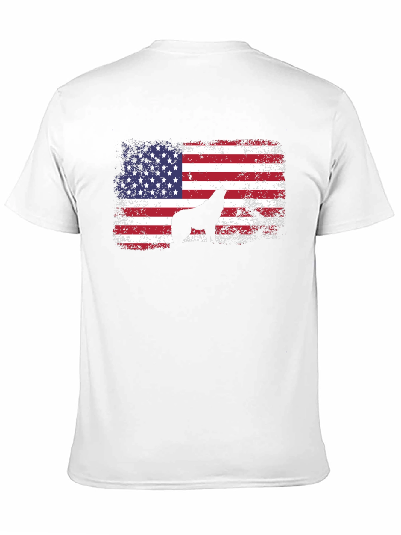 USA Flag Wolf Graphic Tee - Patriotic Style