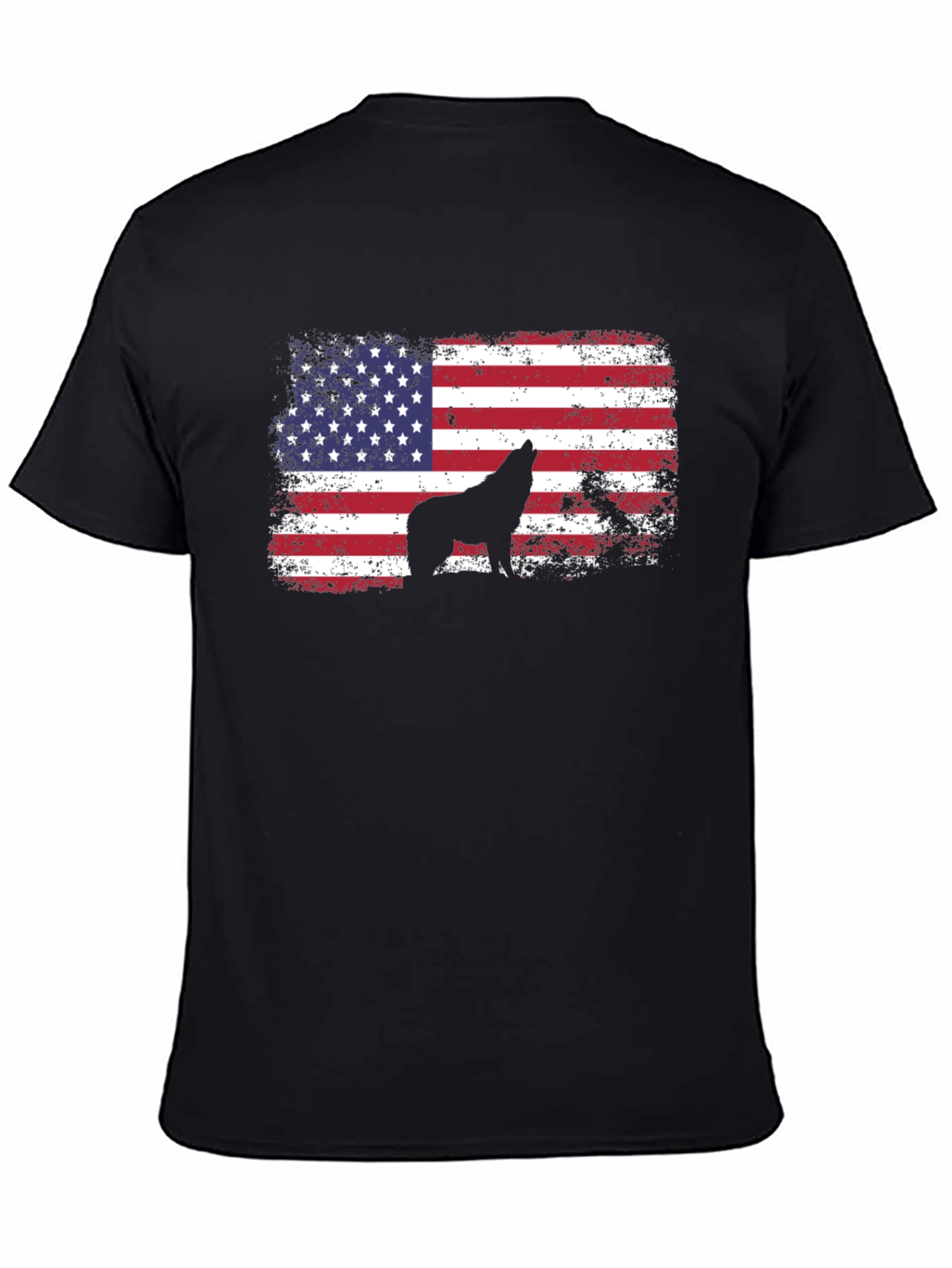 USA Flag Wolf Graphic Tee - Patriotic Style