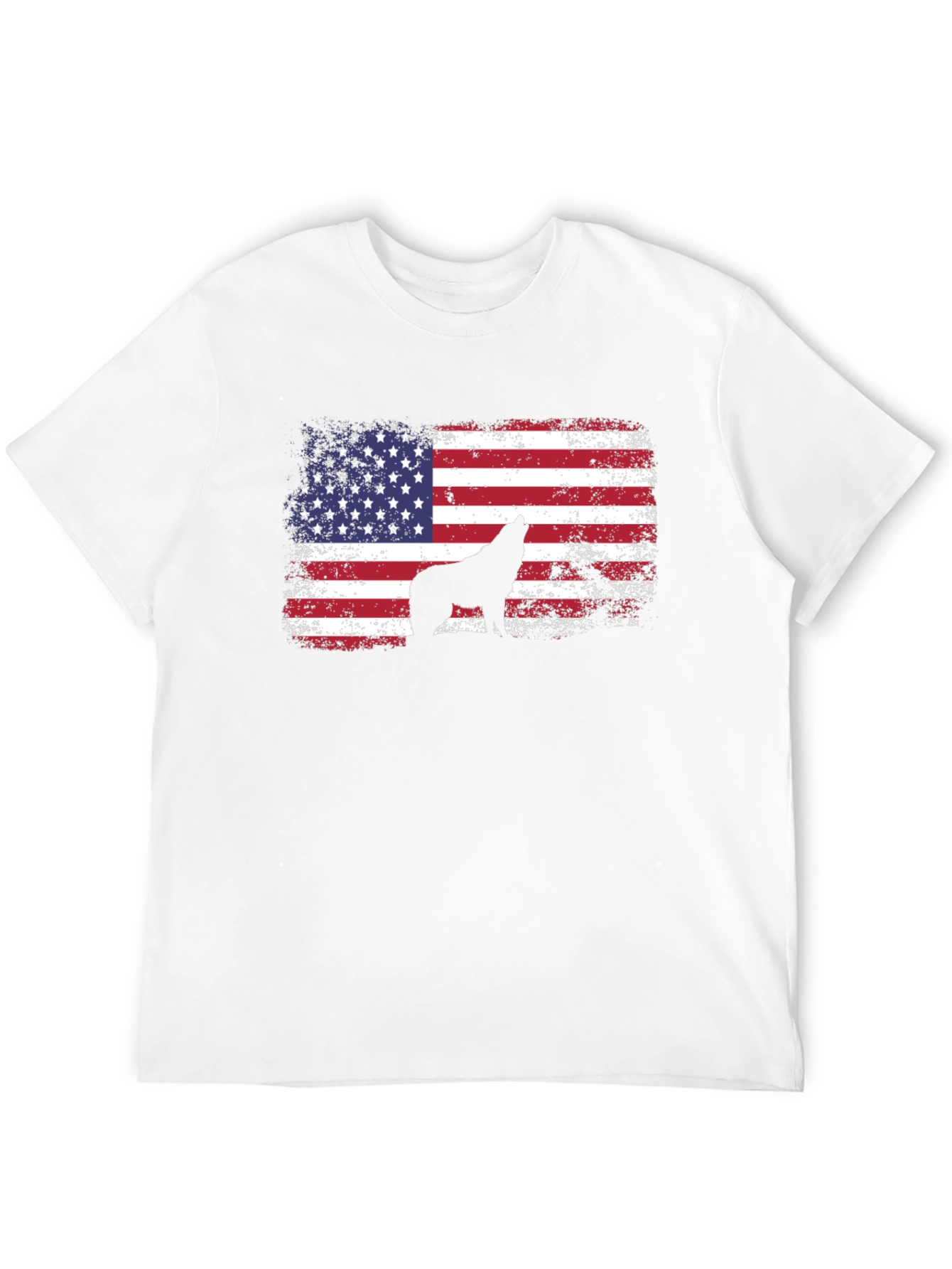 USA Flag Wolf Graphic Tee - Patriotic Style