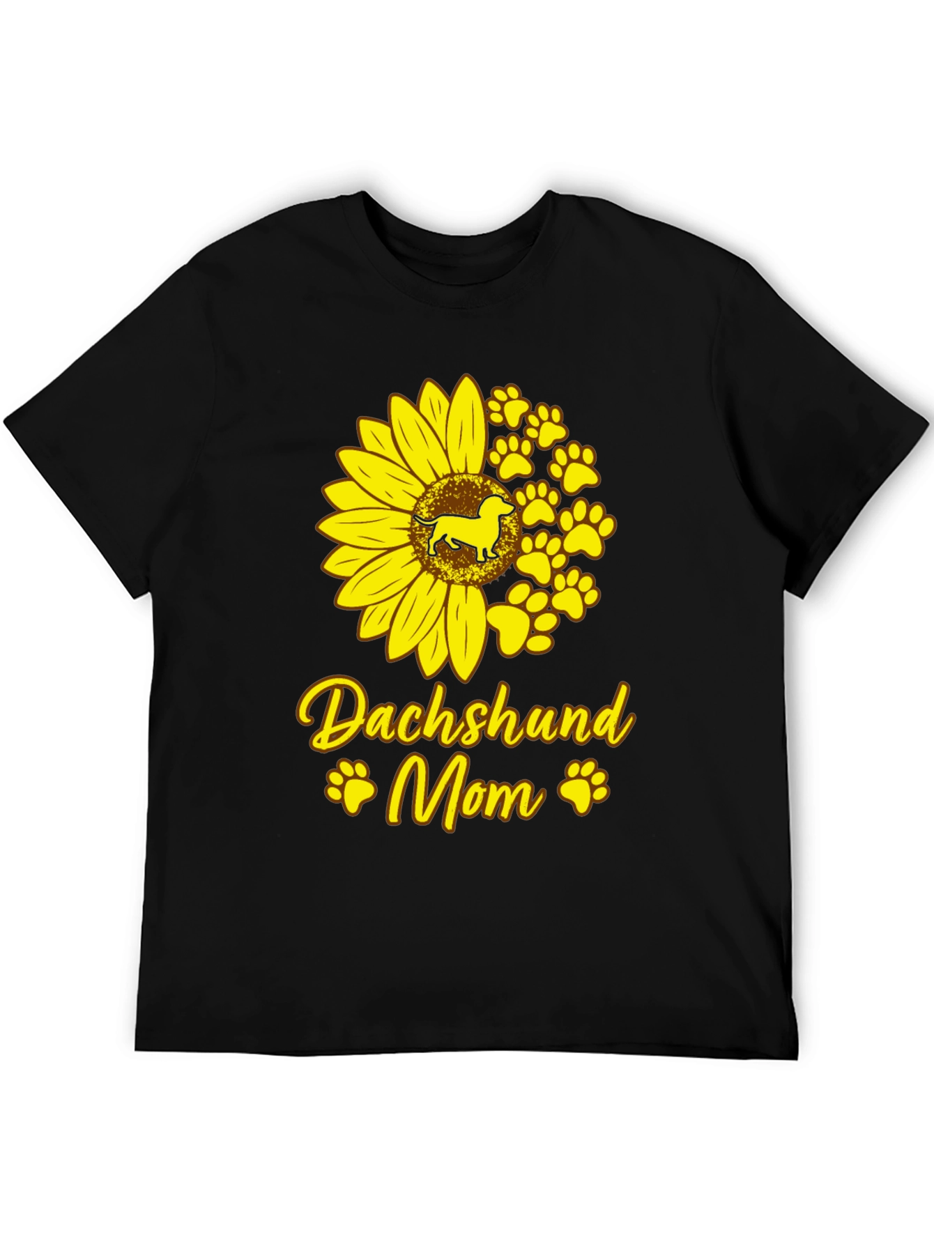 Dachshund Mom Sunflower Graphic Tee - Black