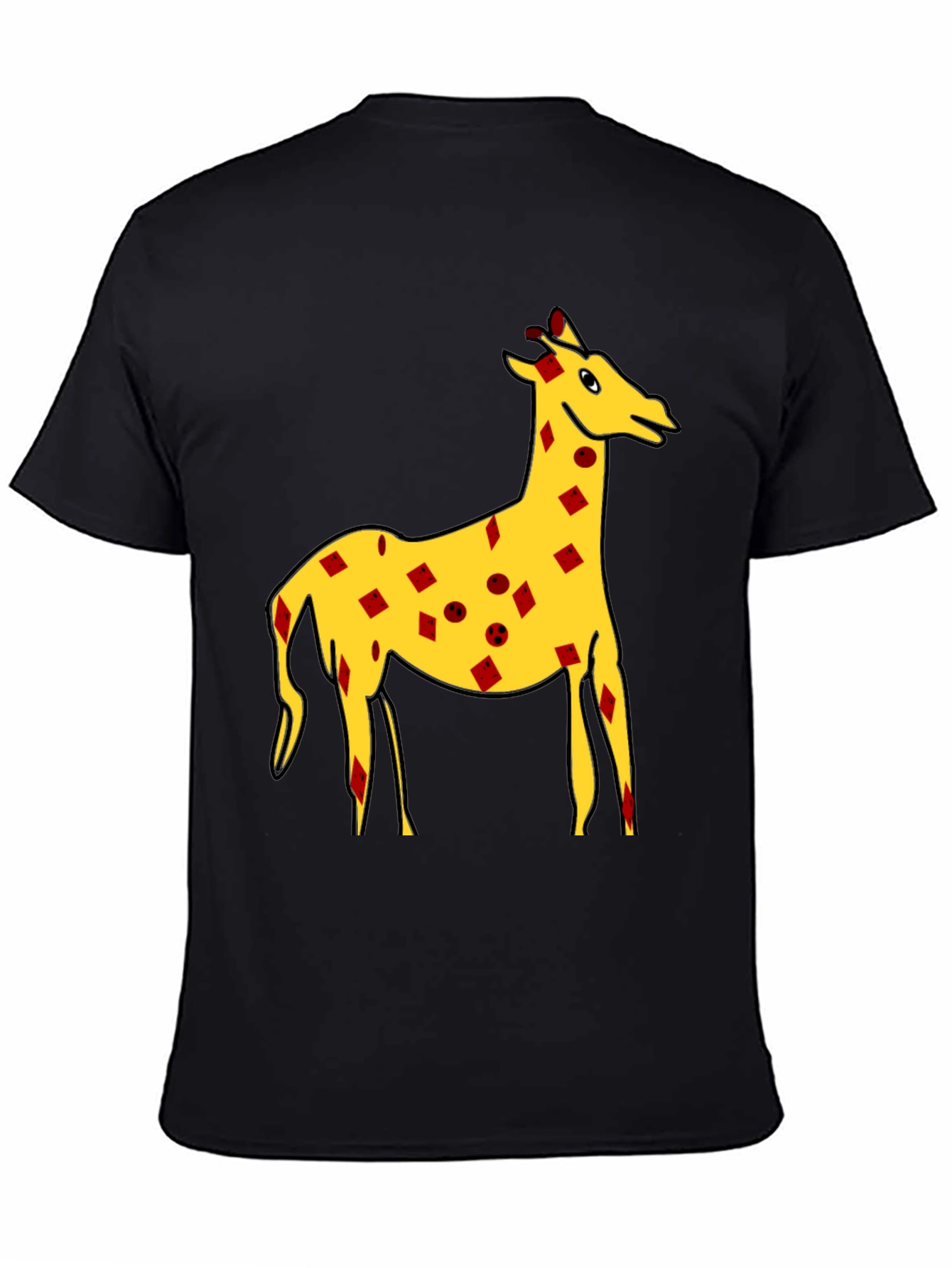 Quirky Giraffe Print Black T-Shirt
