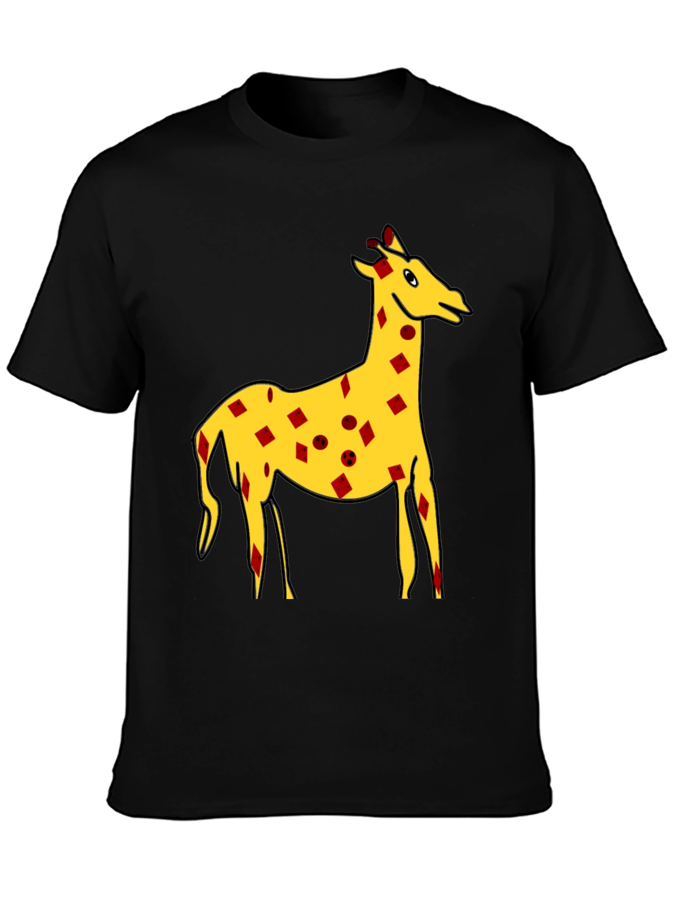Quirky Giraffe Print Black T-Shirt