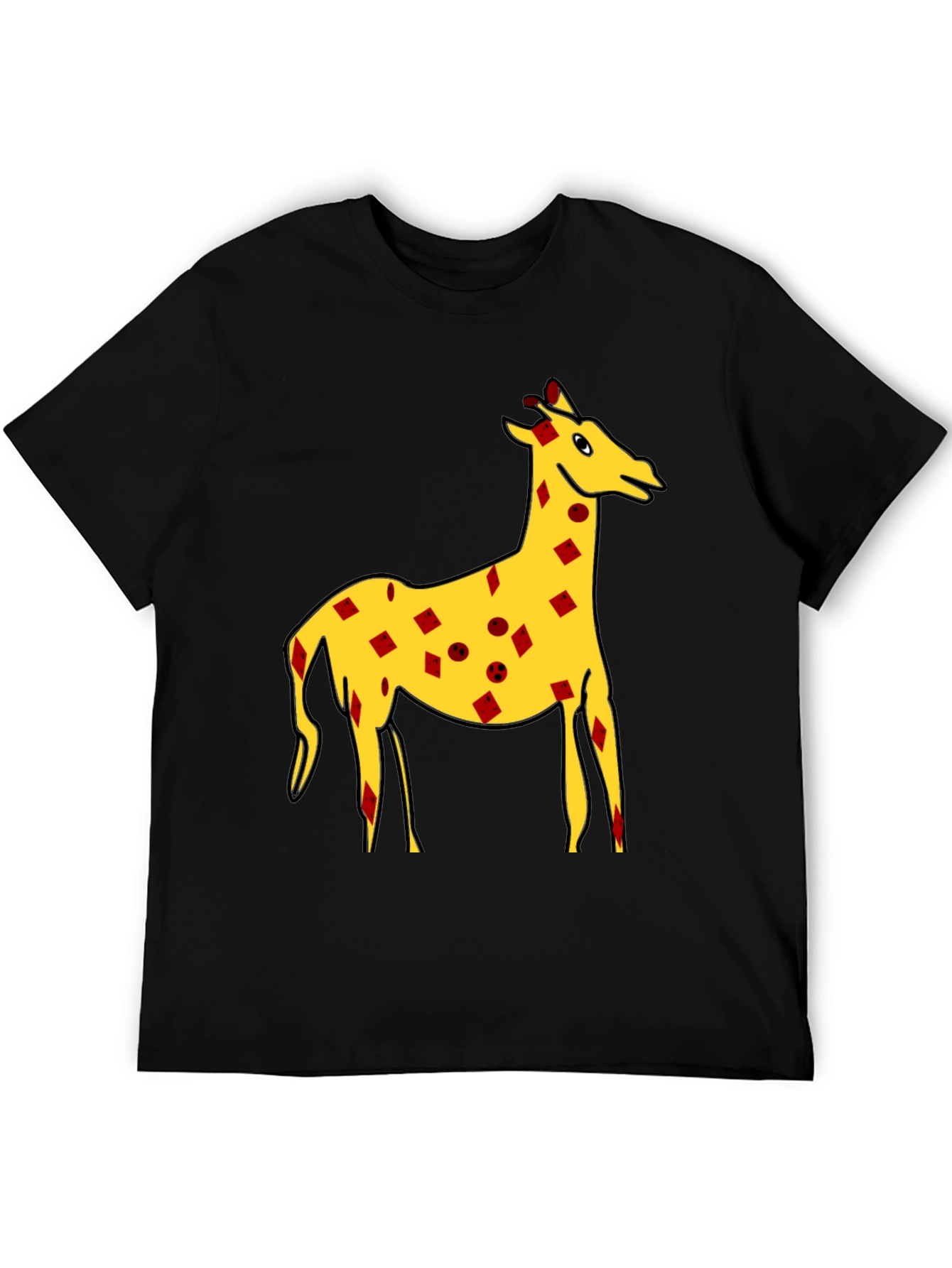 Quirky Giraffe Print Black T-Shirt