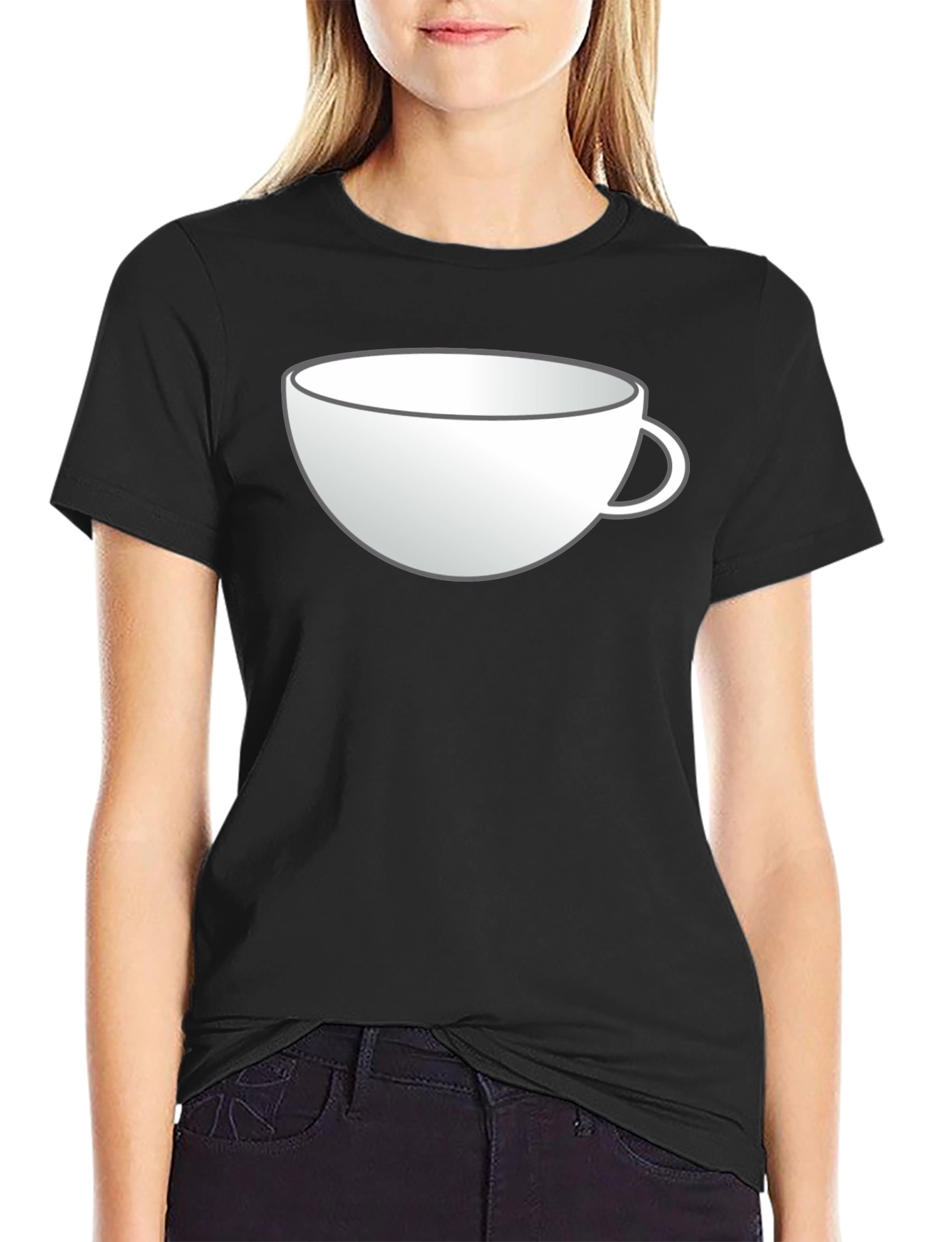 Coffee Cup Graphic Tee - Black Cotton T-Shirt