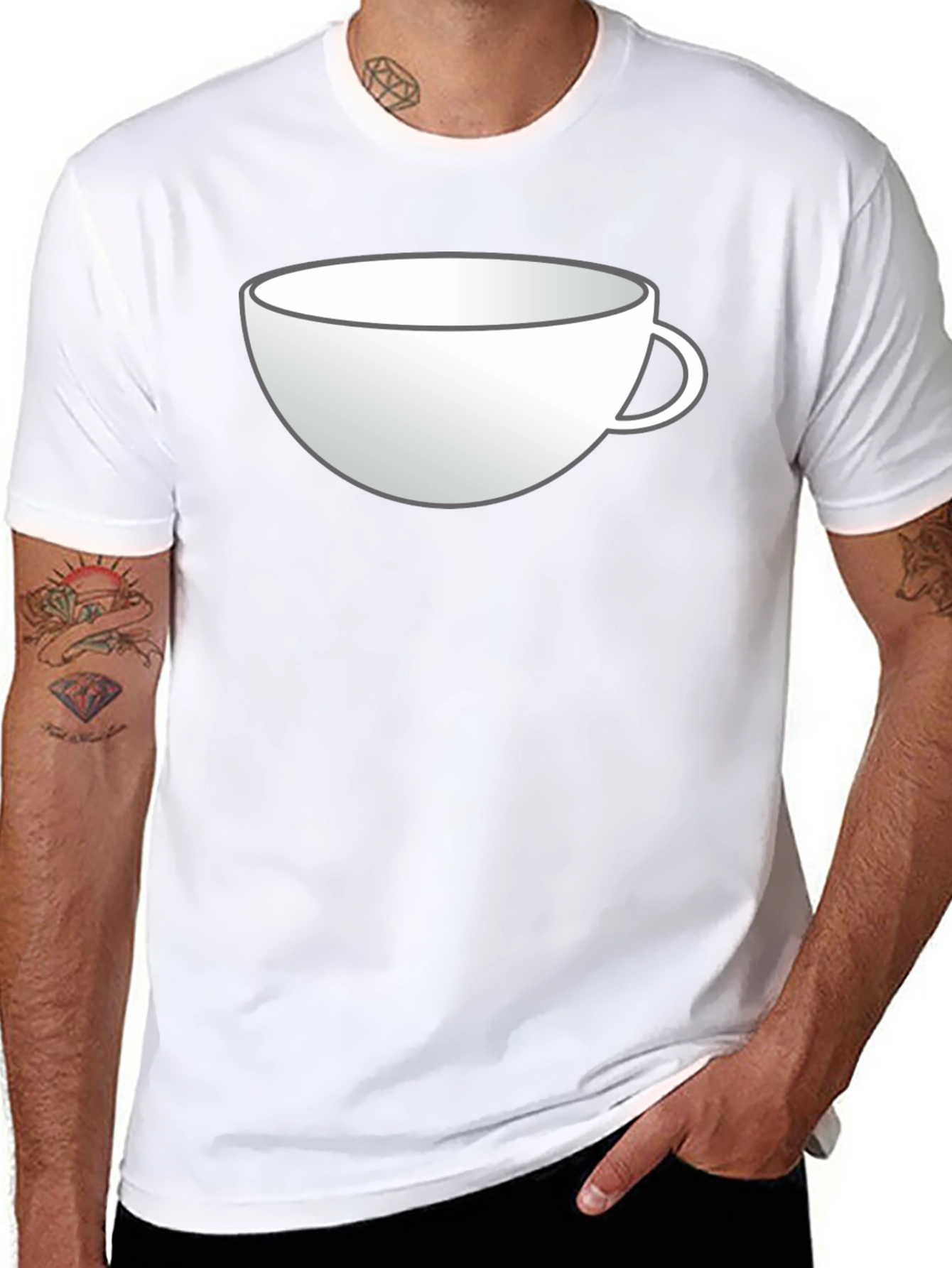 Coffee Cup Graphic Tee - Black Cotton T-Shirt