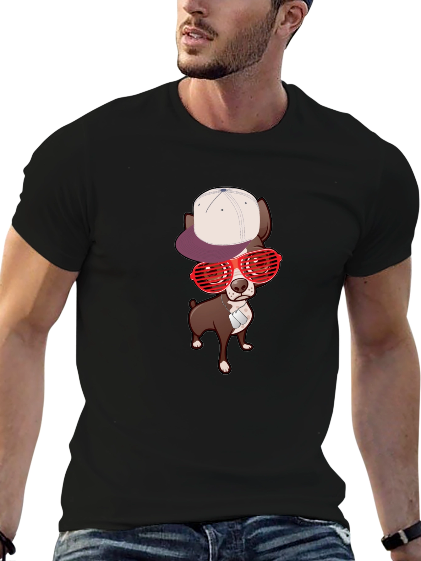 Cool Dog Graphic Tee - Black Casual T-Shirt