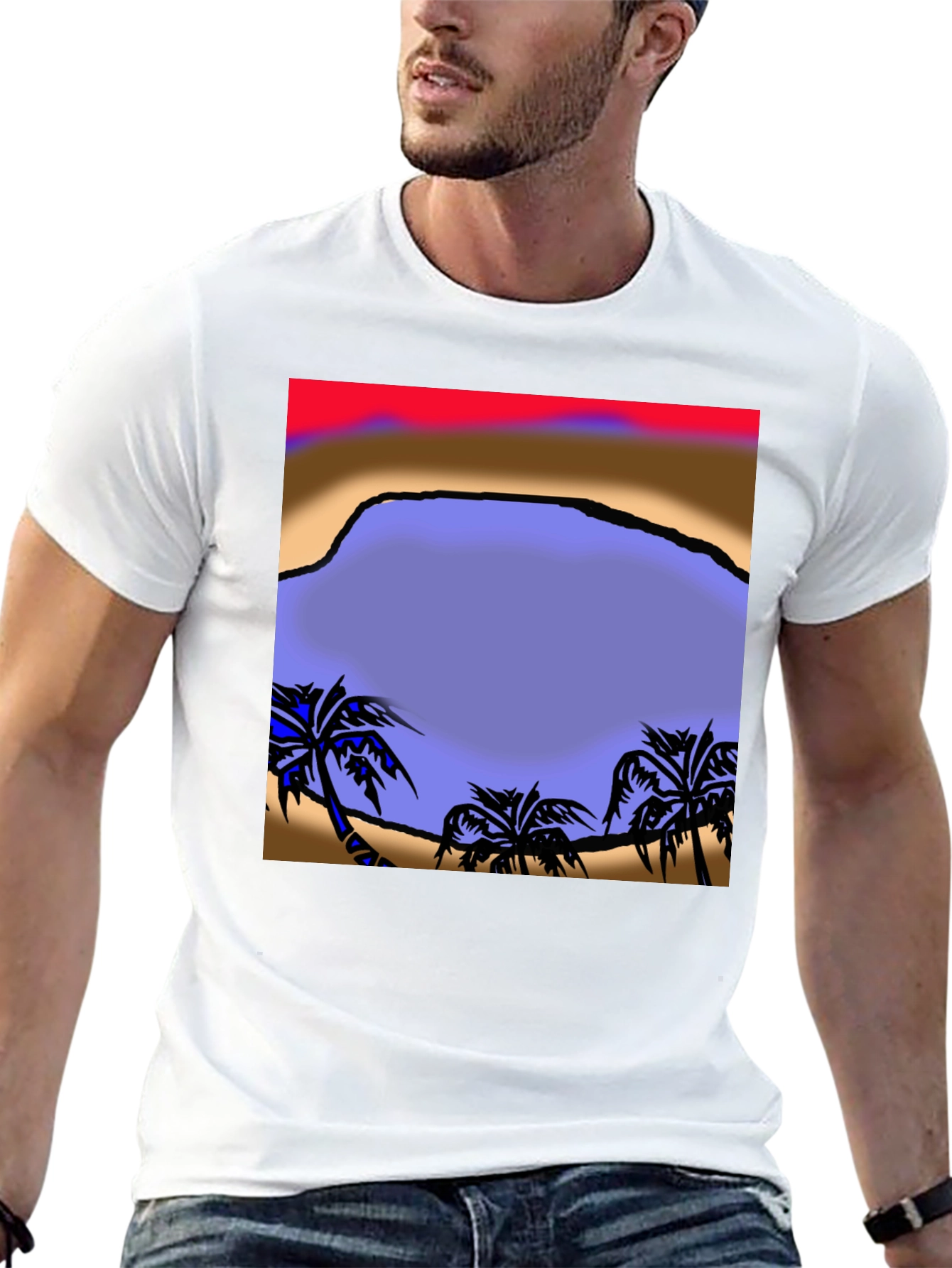 Tropical Beach Graphic T-Shirt