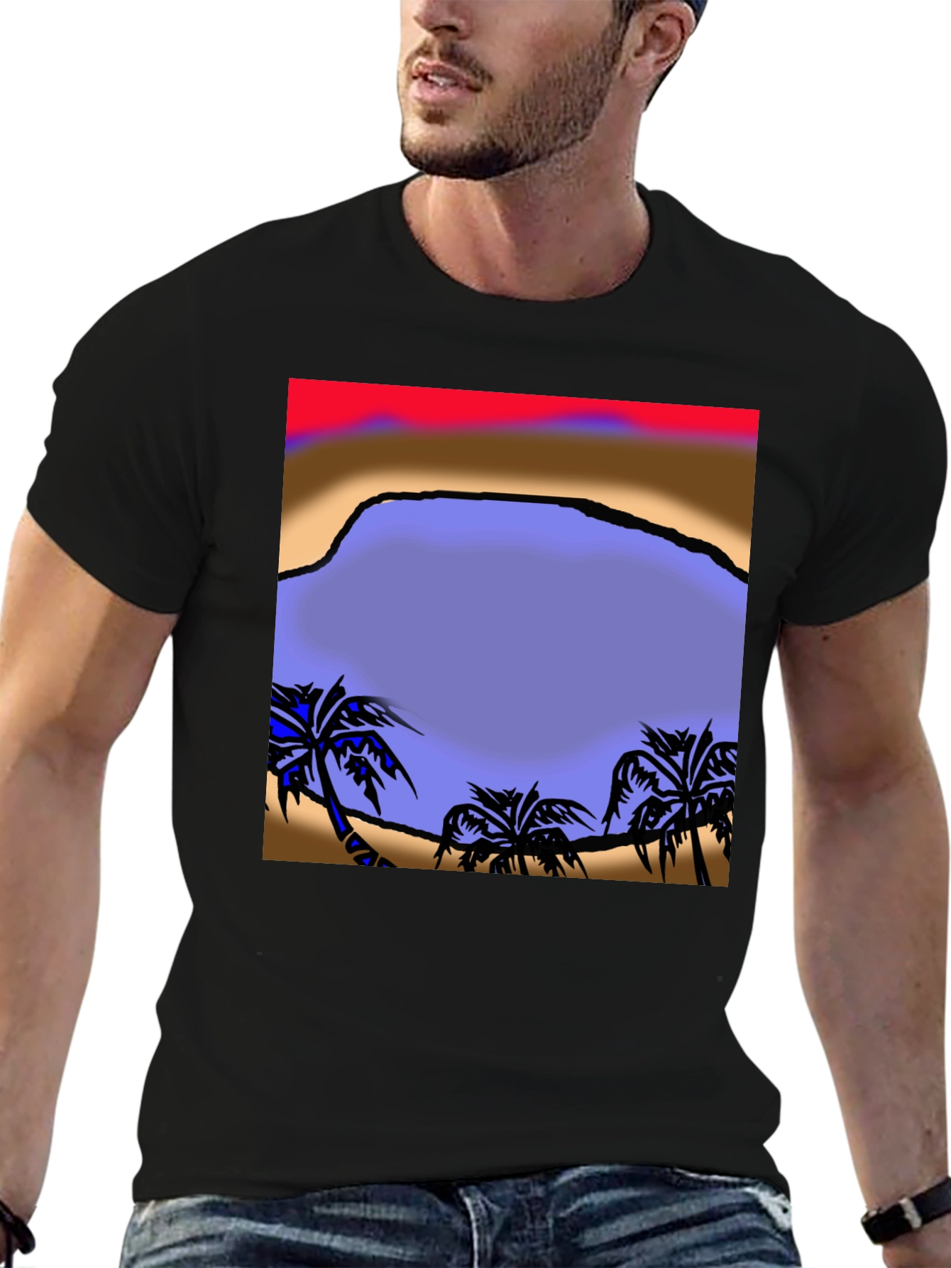 Tropical Beach Graphic T-Shirt