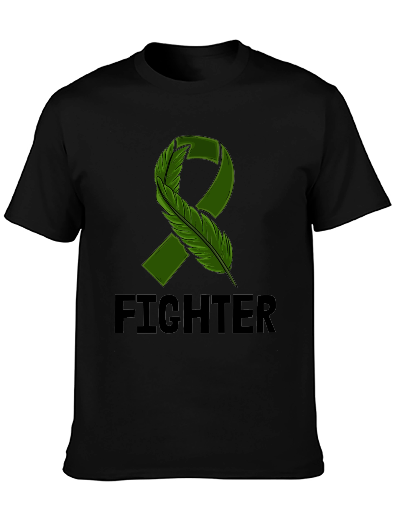 Fighter T-Shirt with Green Ribbon Graphic