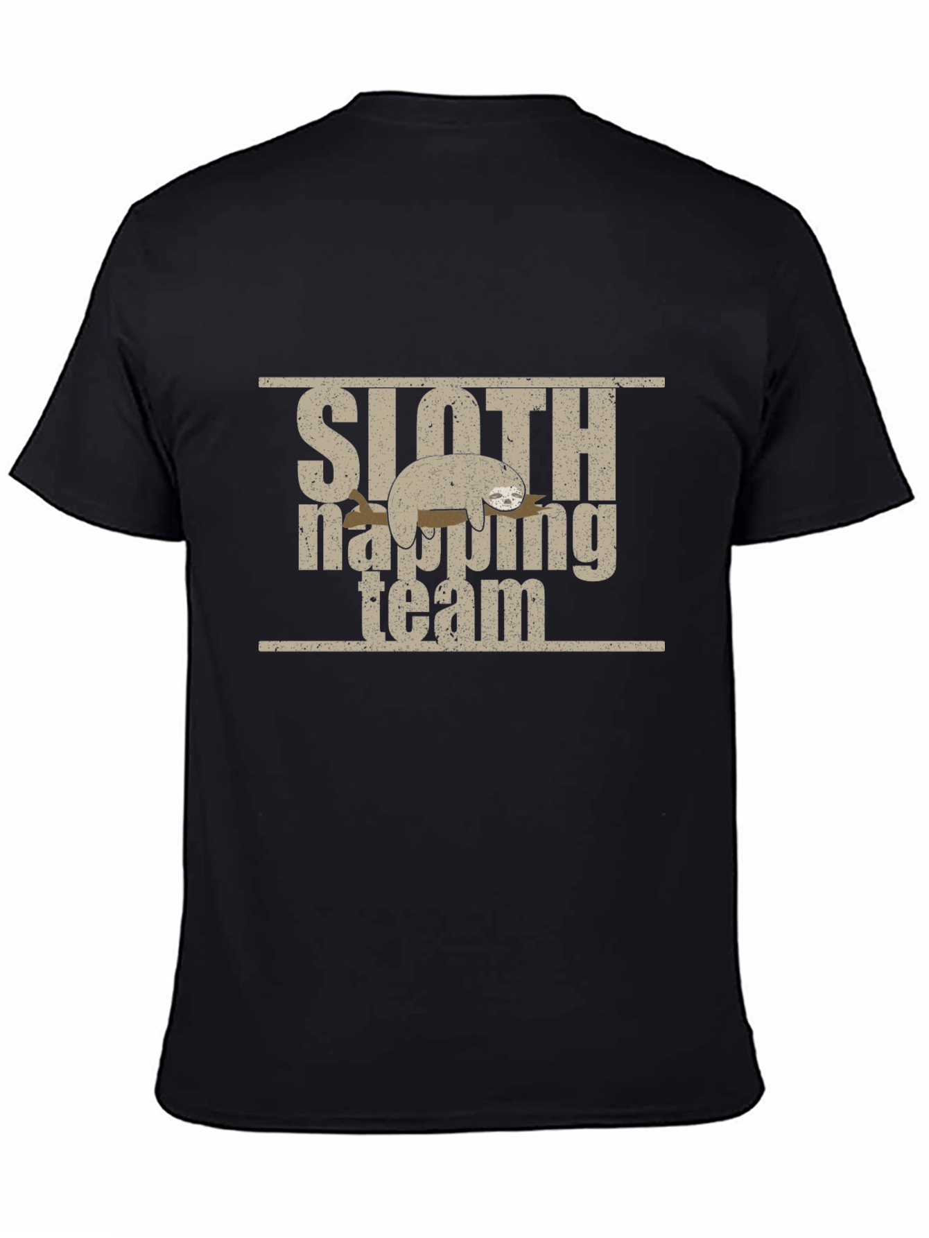 Sloth Napping Team Black Cotton Graphic T-Shirt
