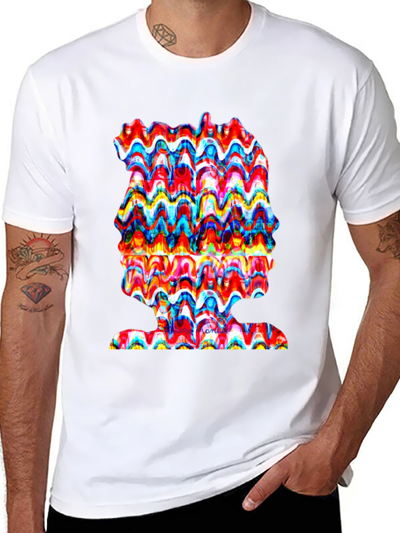 Abstract Wavy Art Tee - Unique Graphic Print Shirt