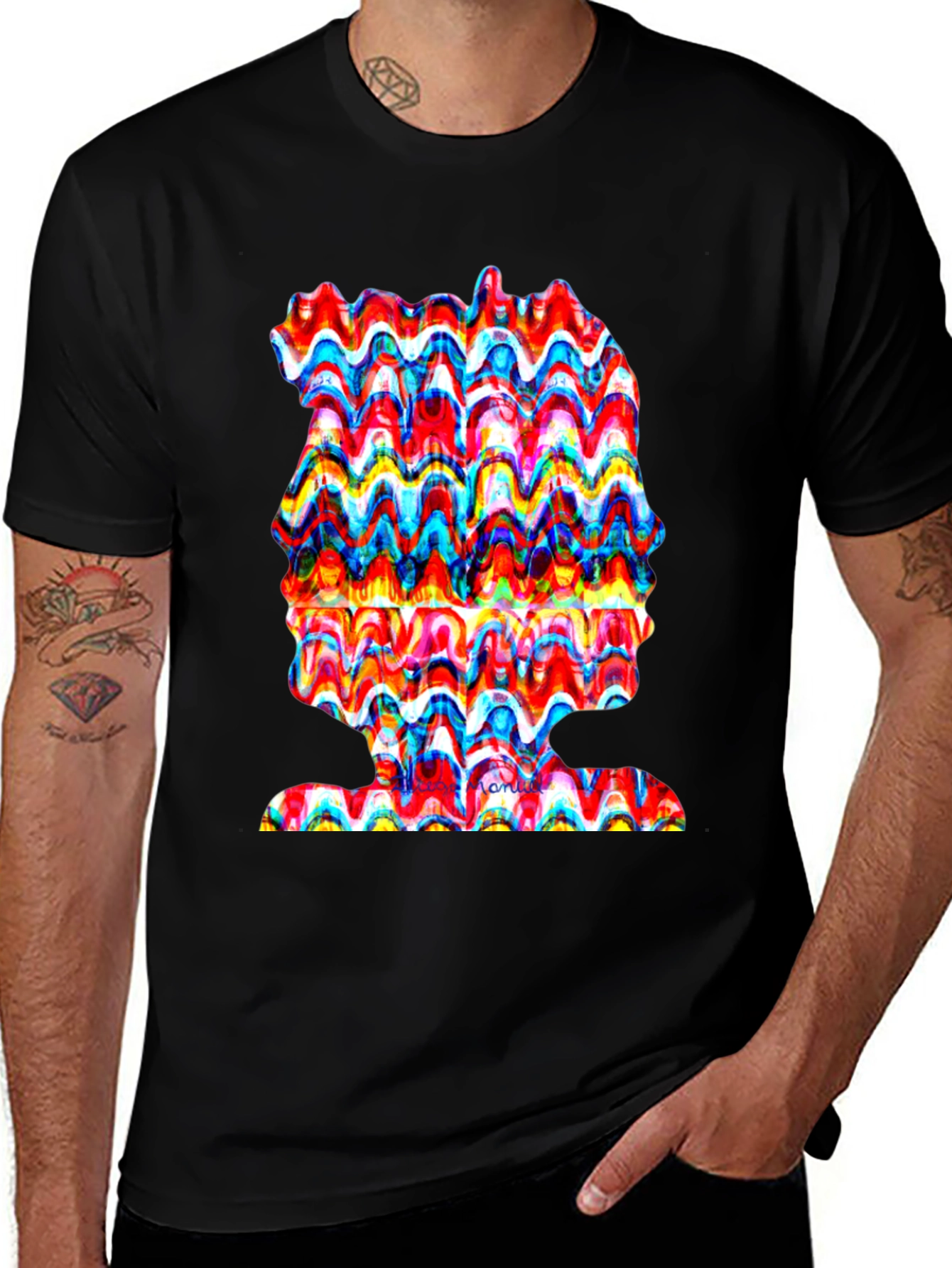 Abstract Wavy Art Tee - Unique Graphic Print Shirt