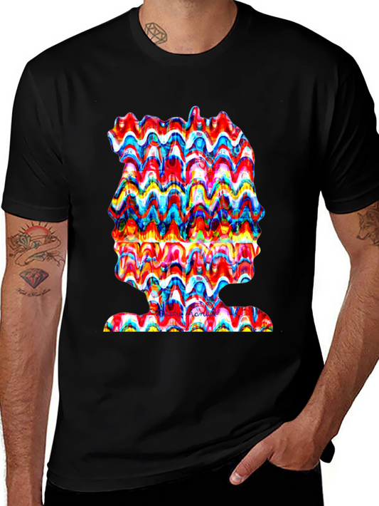 Abstract Wavy Art Tee - Unique Graphic Print Shirt