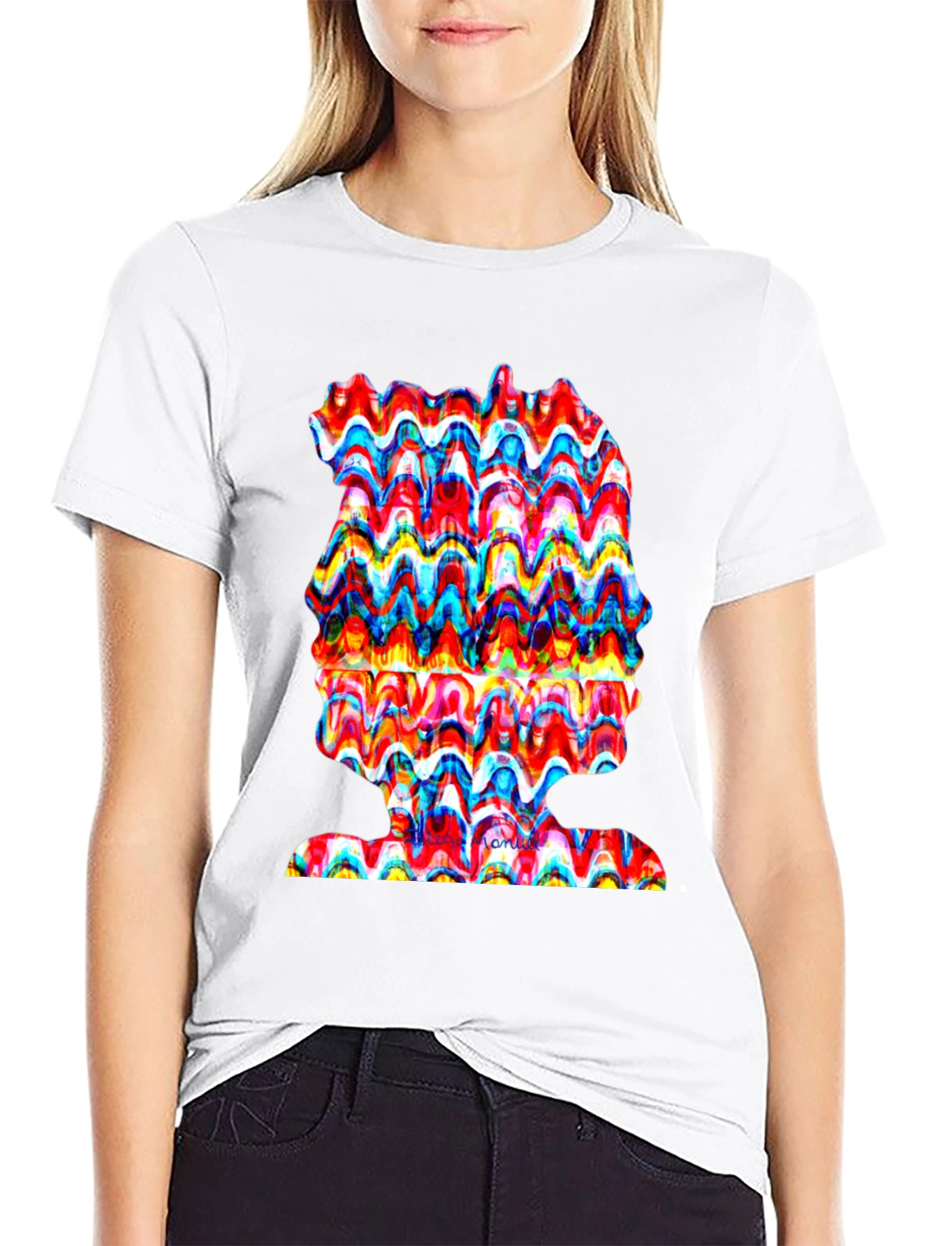 Abstract Wavy Art Tee - Unique Graphic Print Shirt