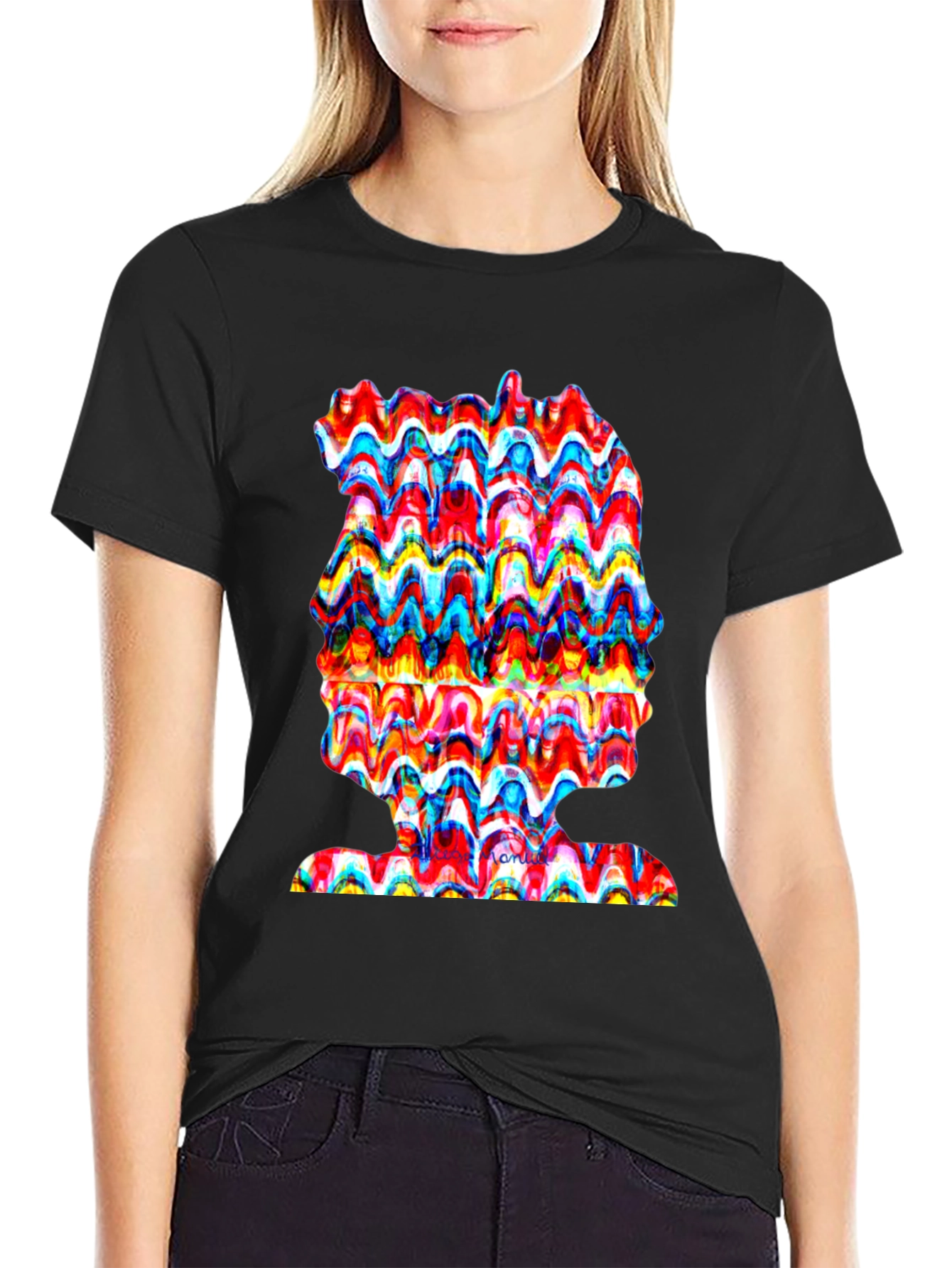 Abstract Wavy Art Tee - Unique Graphic Print Shirt