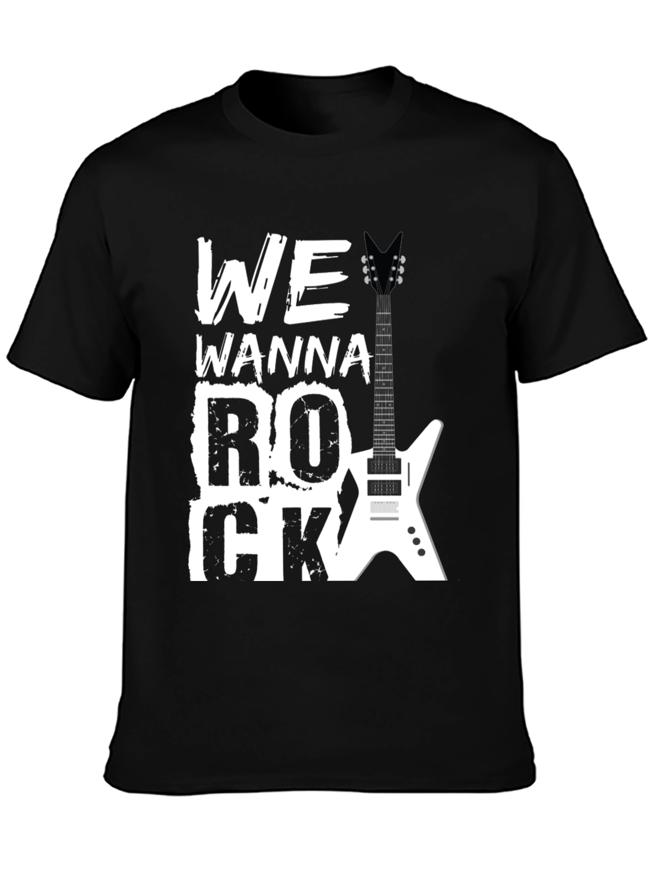 Rock Graphic Tee - We Wanna Rock Guitar T-Shirt