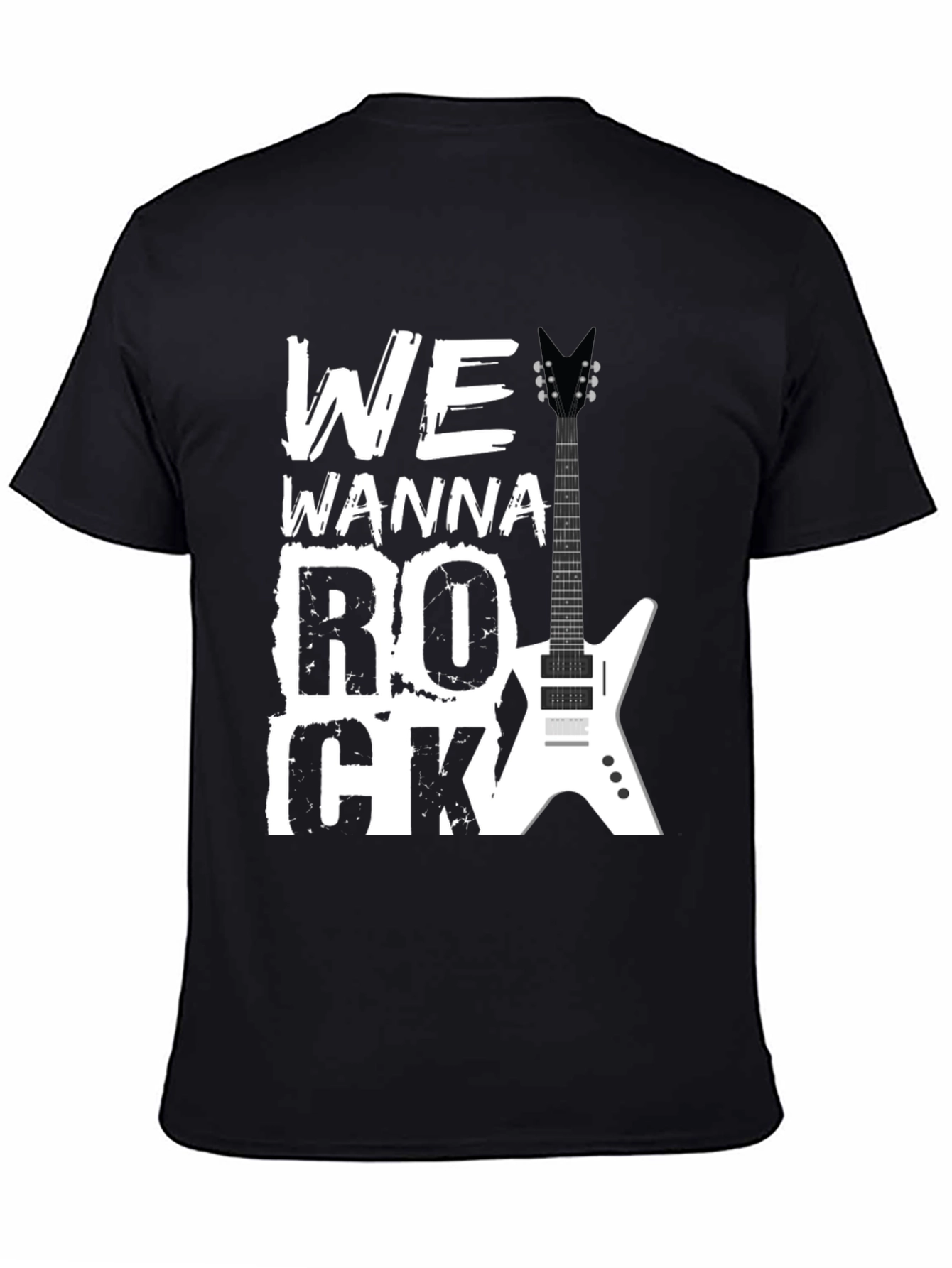 Rock Graphic Tee - We Wanna Rock Guitar T-Shirt