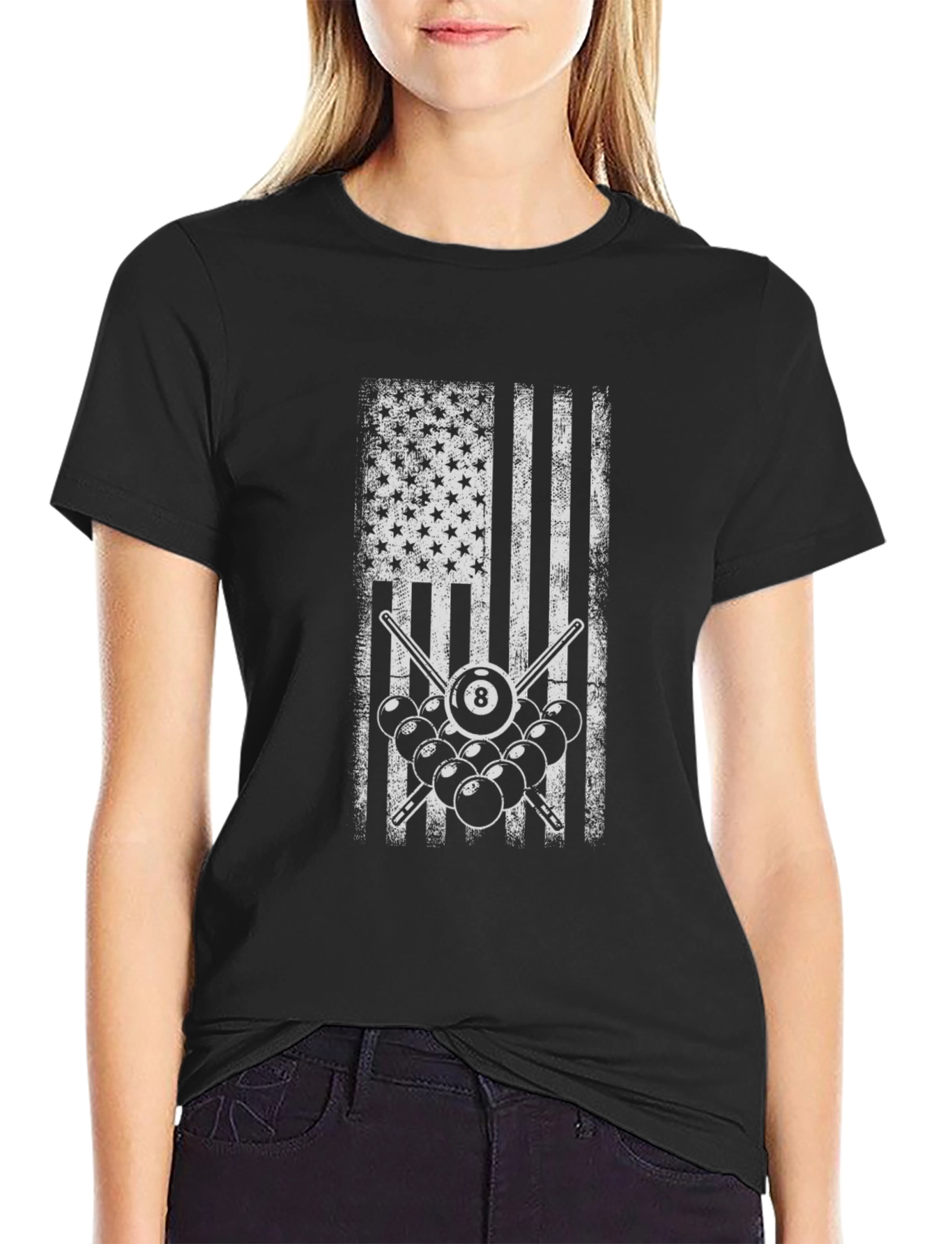 American Flag Billiards T-Shirt - 8 Ball Pool Tee