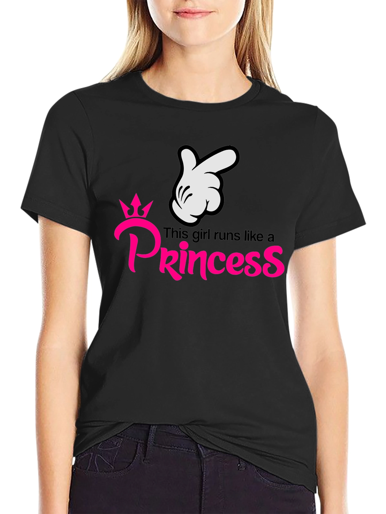 Girls Runs Like a Princess Black T-Shirt