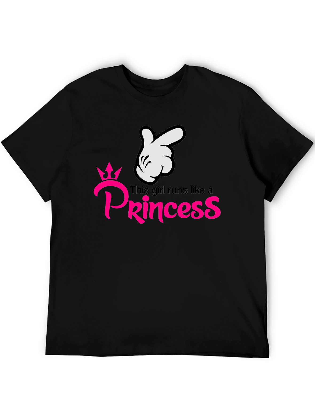 Girls Runs Like a Princess Black T-Shirt
