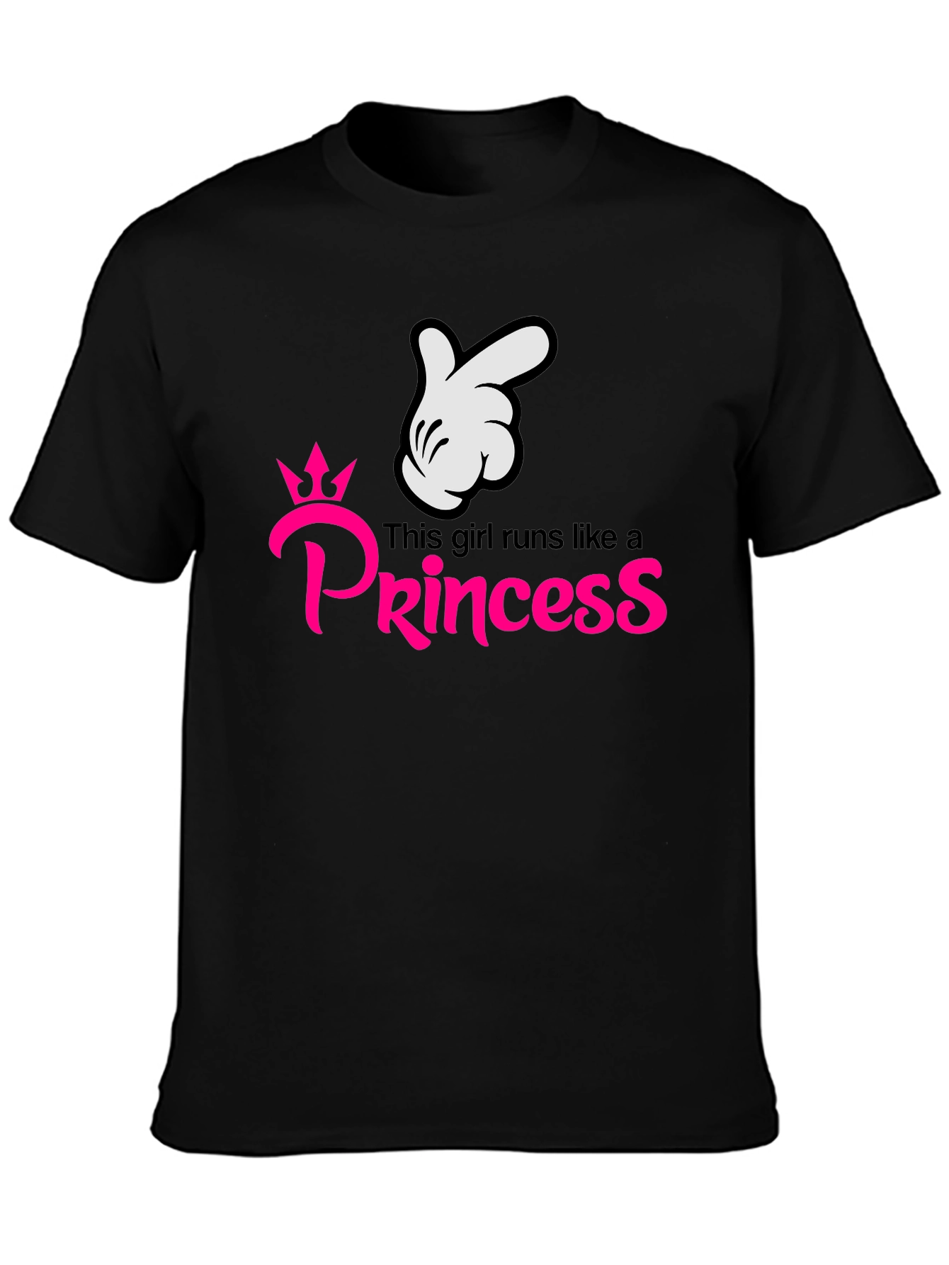 Girls Runs Like a Princess Black T-Shirt