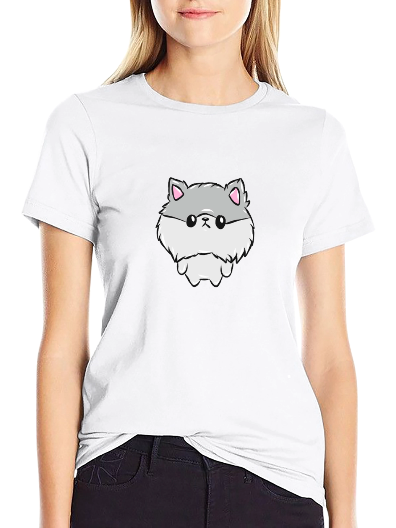 Cute Hamster Graphic Print Black T-Shirt