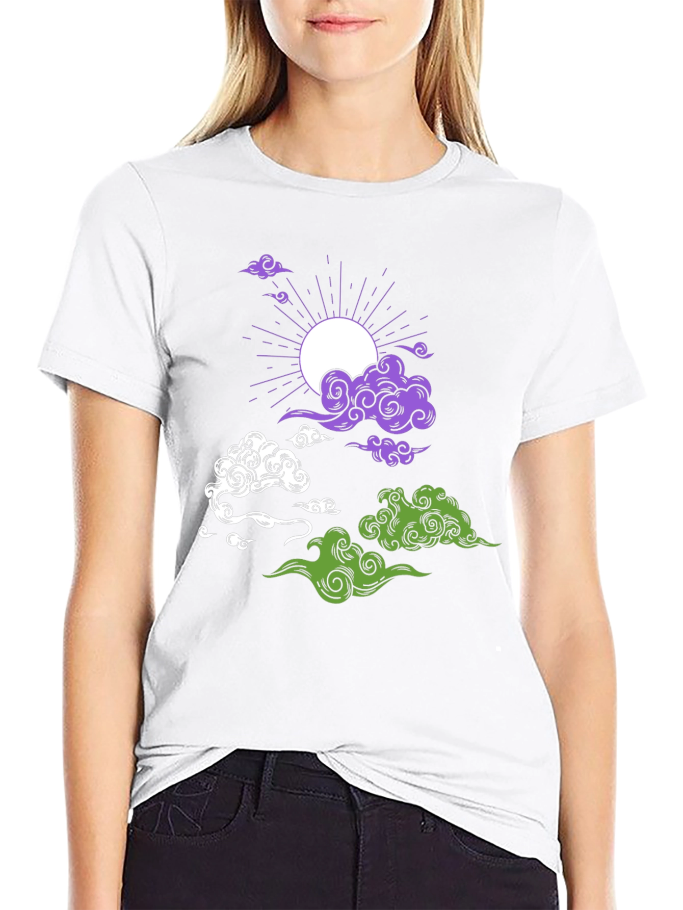 Celestial Cloud Print T-Shirt