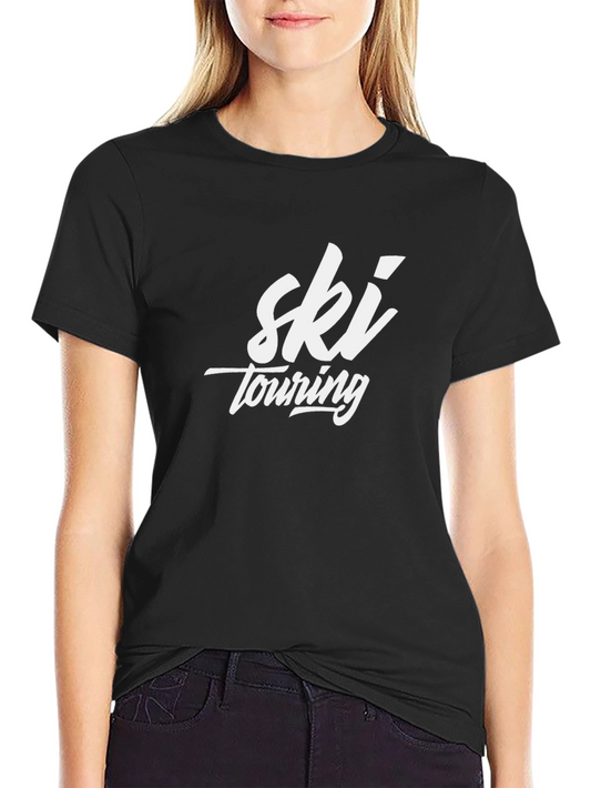Ski Touring T-Shirt - Black Cotton Tee for Ski Enthusiasts